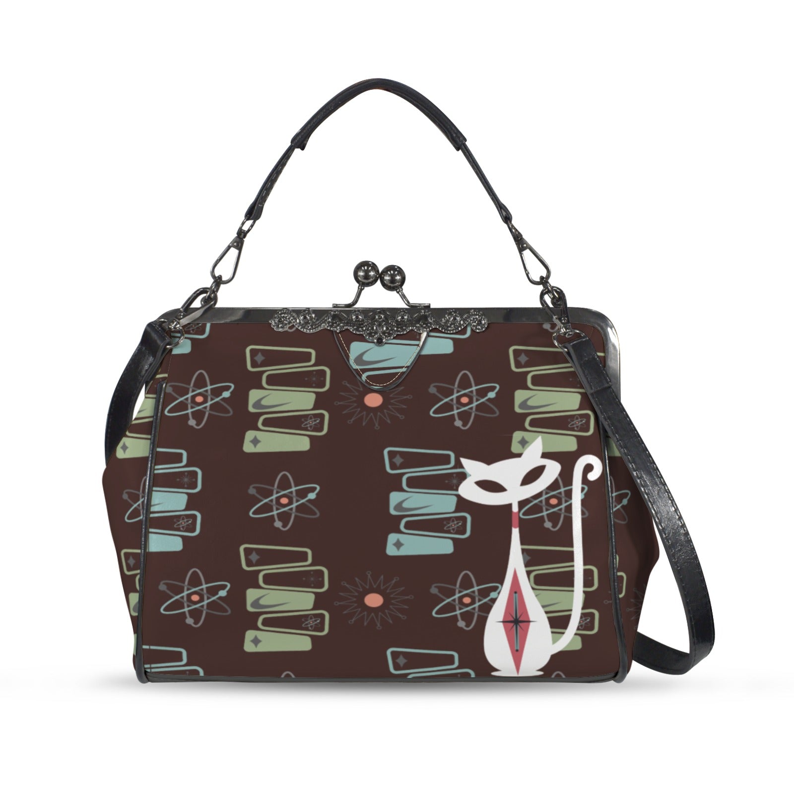 Kate McEnroe New York Atomic Cat Retro Starburst Kisslock Purse, Mid Century Modern CrossbodyCrossbody BagsD3187086