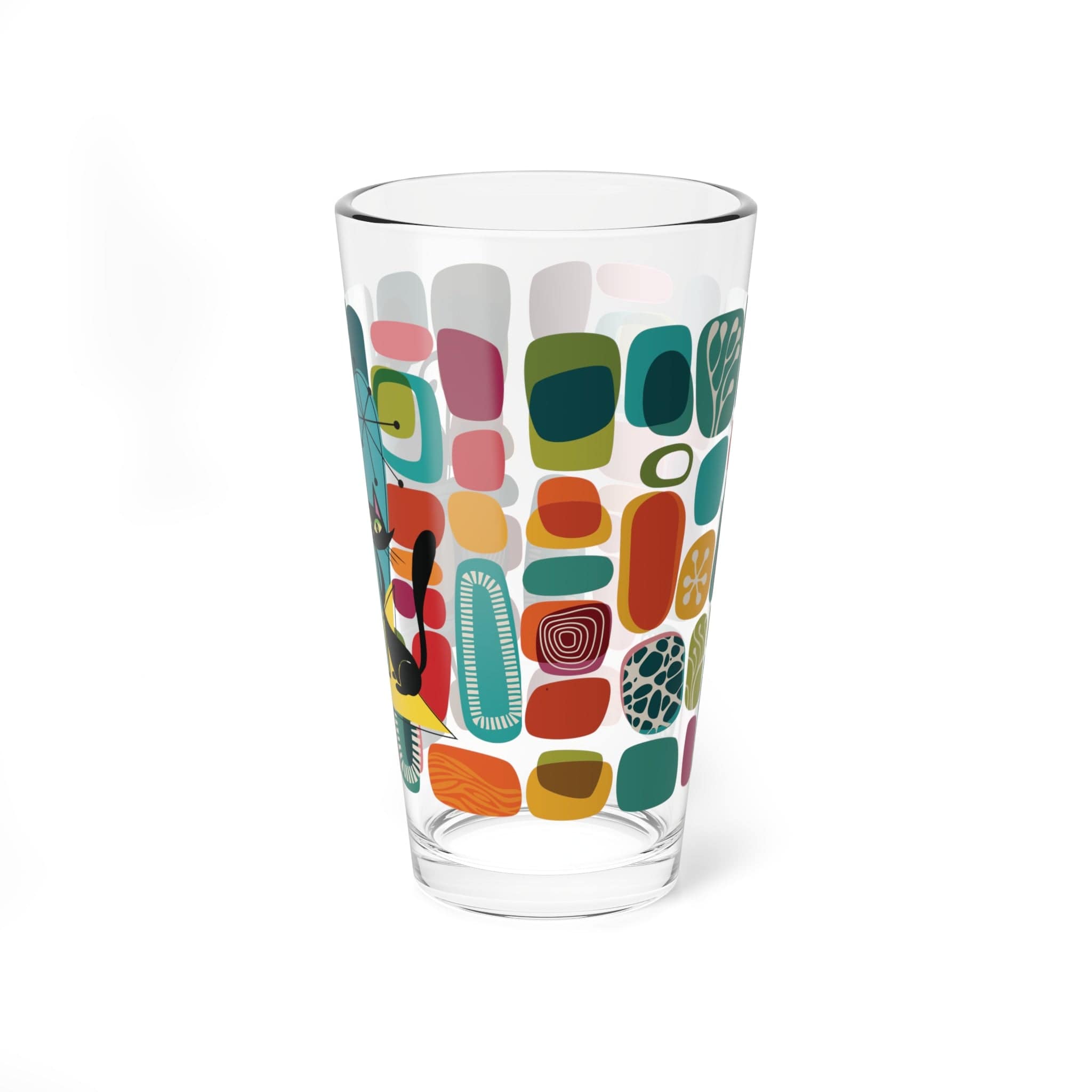 Kate McEnroe New York Atomic Cat Retro TV Barware, Mid Century Modern 1950s Amoeba Cocktail Glass, MCM Pint Glass, Geometric Abstract DrinkwareMixing Glasses12185411156115010884