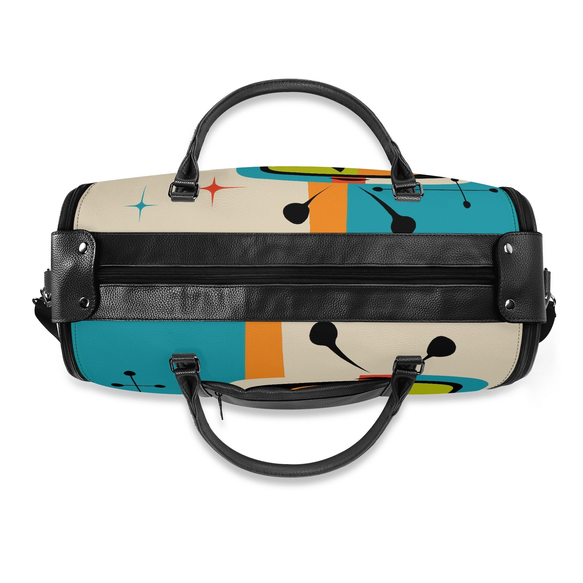 Kate McEnroe New York Atomic Cat Retro TV Foldable Duffel Bag, Mid Century Modern Space Age Mod Travel WeekenderDuffel BagsY57Q7QPW - 2