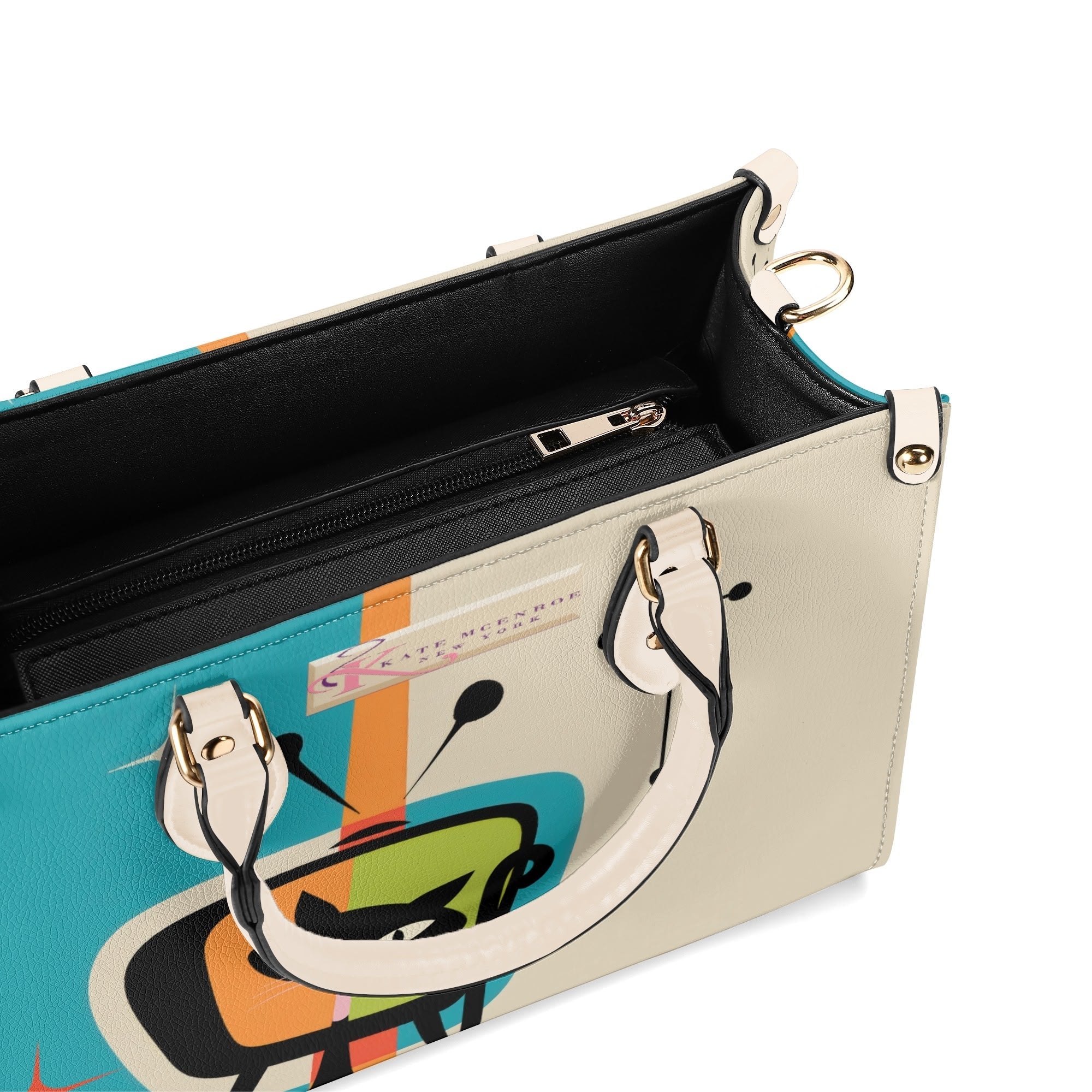 Kate McEnroe New York Atomic Cat Retro TV Handbag, Mid Century Modern Purse, Vintage 50s MCM Kitsch SatchelHandbagsWLXJOJXW - 1