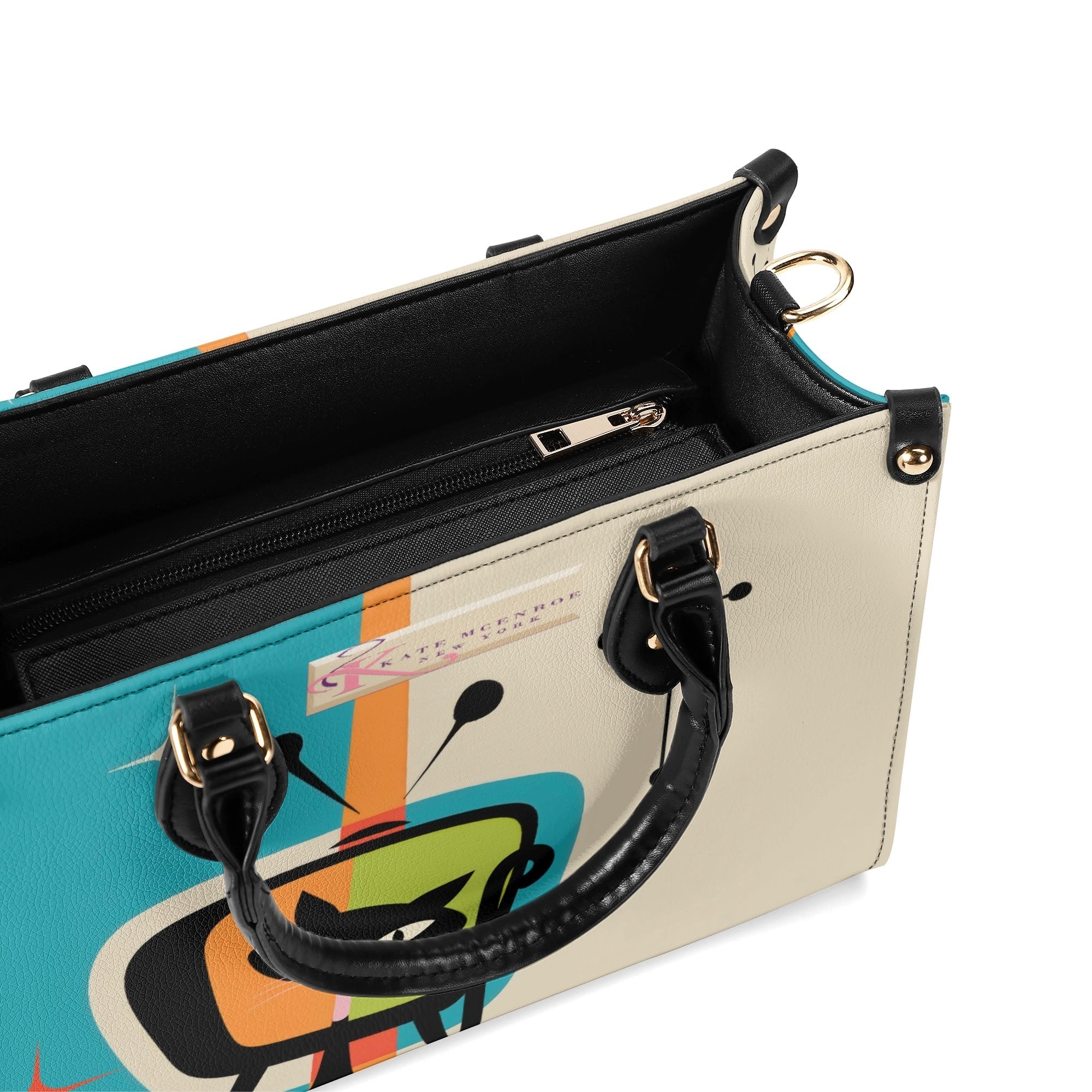 Kate McEnroe New York Atomic Cat Retro TV Handbag, Mid Century Modern Purse, Vintage 50s MCM Kitsch SatchelHandbagsWLXJOJXW - 1