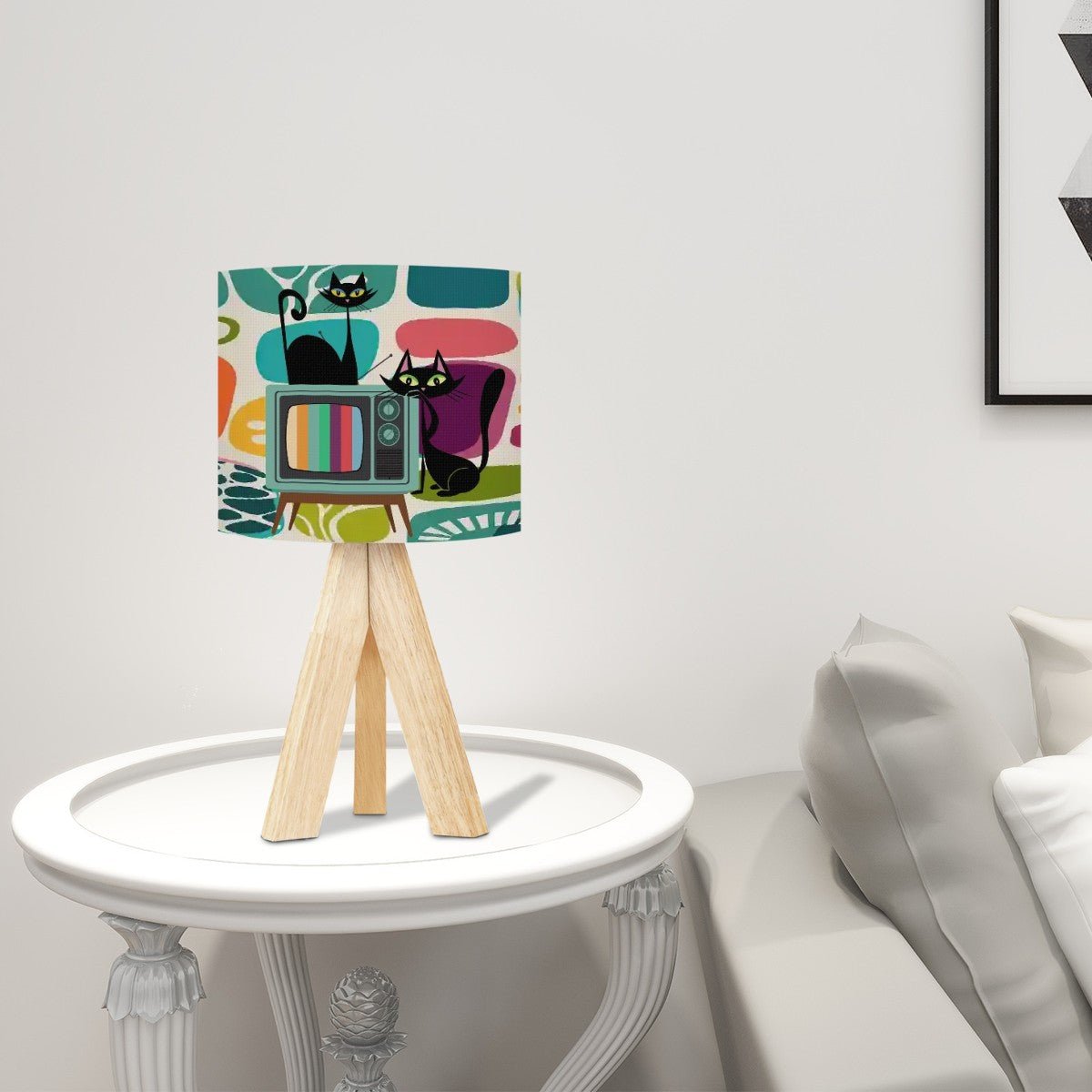 Kate McEnroe New York Atomic Cat Retro TV Table Lamp, Mid Century Modern Amoeba Accent Light, Vintage MCM Abstract Tripod LampTable LampsNXCRTtpPoh