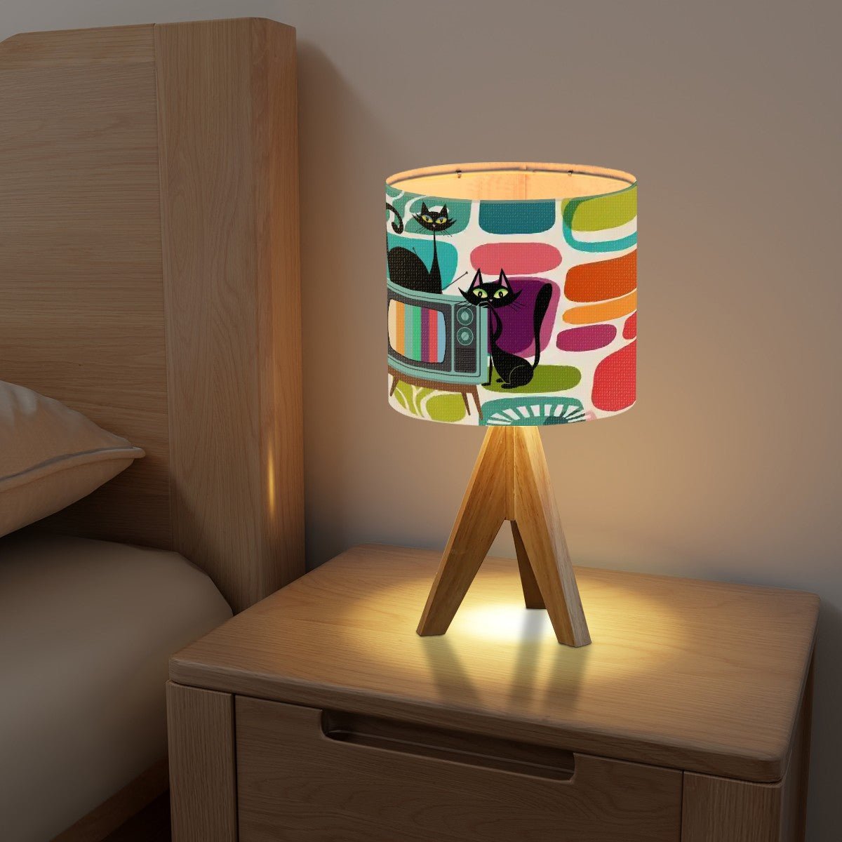 Kate McEnroe New York Atomic Cat Retro TV Table Lamp, Mid Century Modern Amoeba Accent Light, Vintage MCM Abstract Tripod LampTable LampsNXCRTtpPoh