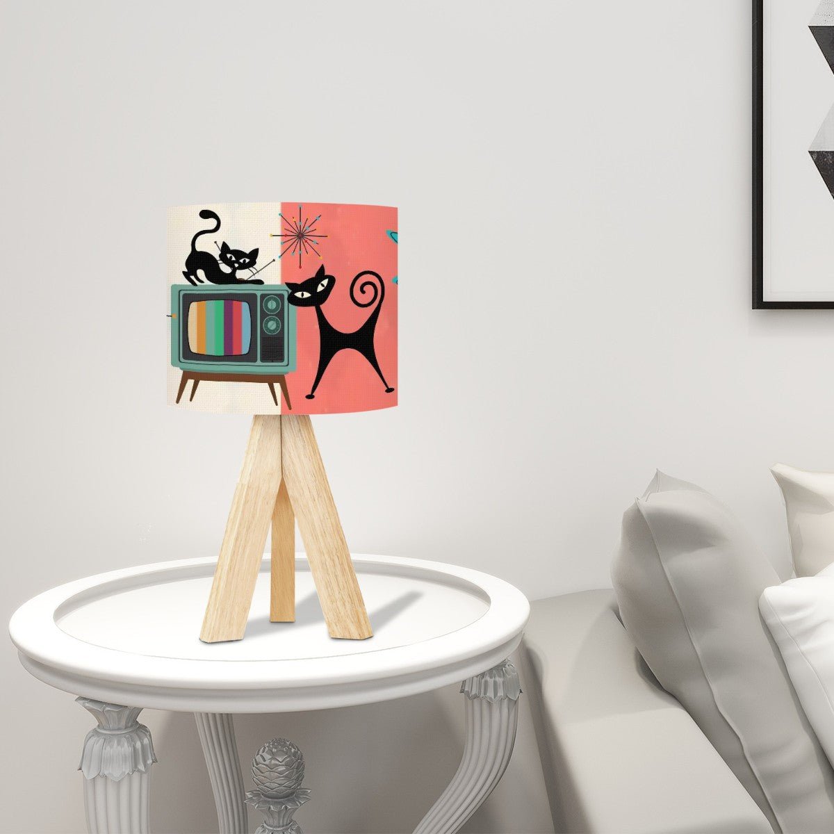 Kate McEnroe New York Atomic Cat Retro TV Table Lamp, Mid Century Modern Amoeba Accent Light, Vintage MCM Abstract Tripod LampTable LampsxG0M7A5NEI