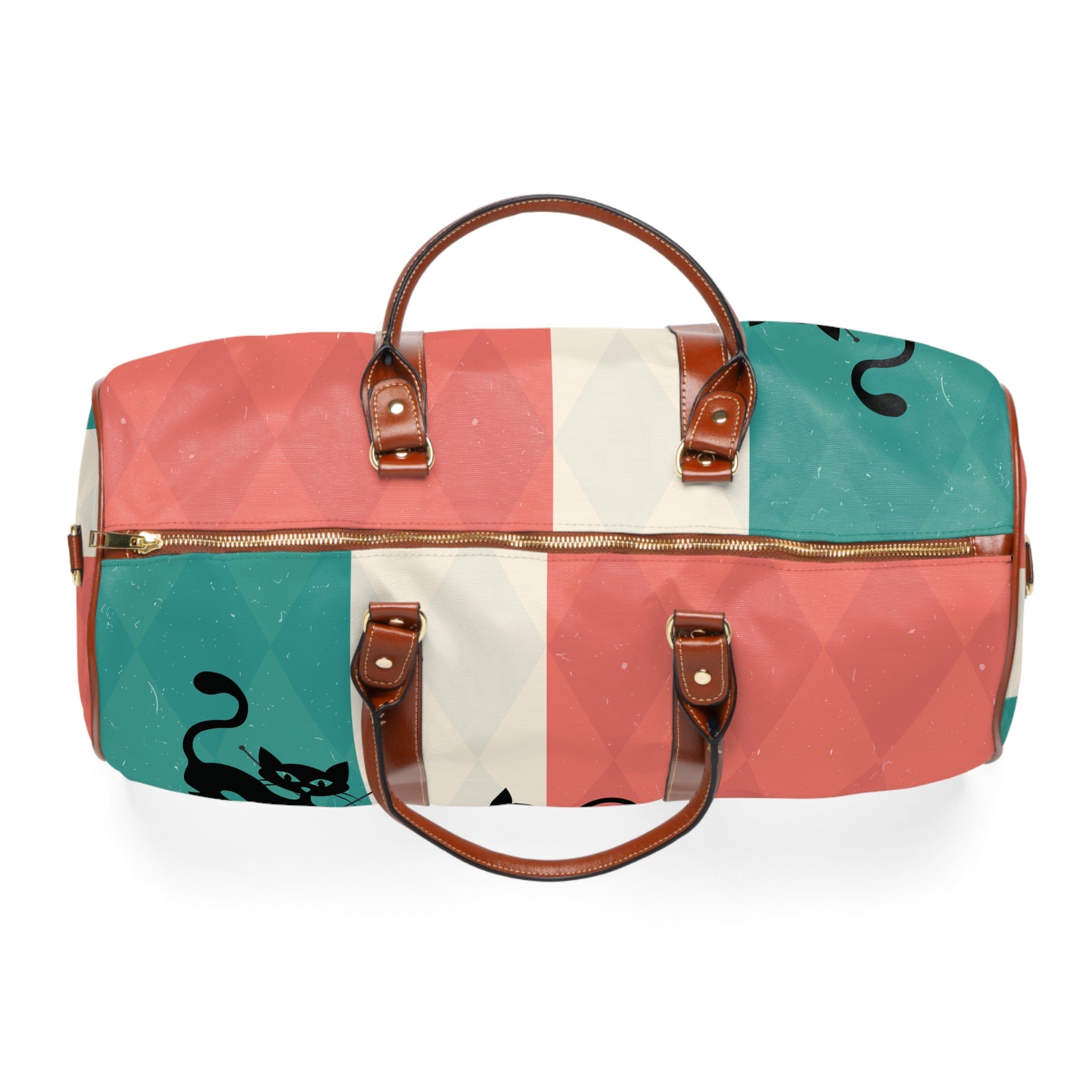 Kate McEnroe New York Atomic Cat Retro TV Travel Bag, Vibrant MCM Weekender, Nostalgic 50s DuffelDuffel Bags27234419722953494186