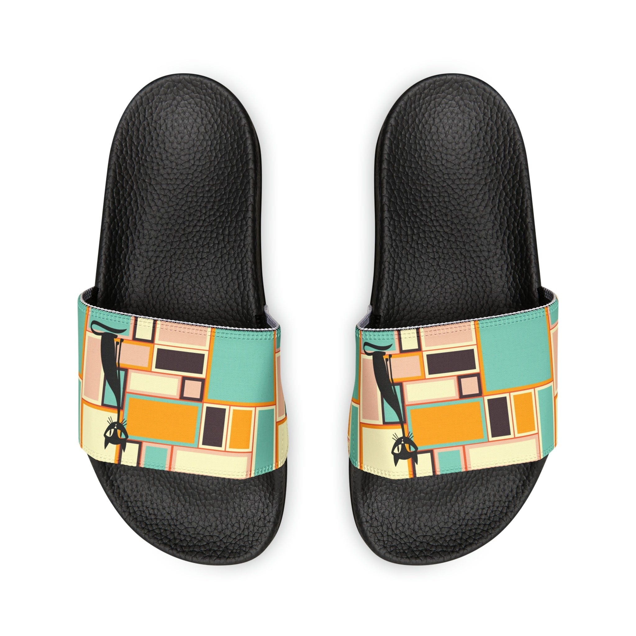 Kate McEnroe New York Atomic Cat Retro Vintage 70s Mid Mod Groovy Slides, Mid Century Modern Funky, Hippie, Psychedelic Sandal - 125781523Sandals13299183743393165592