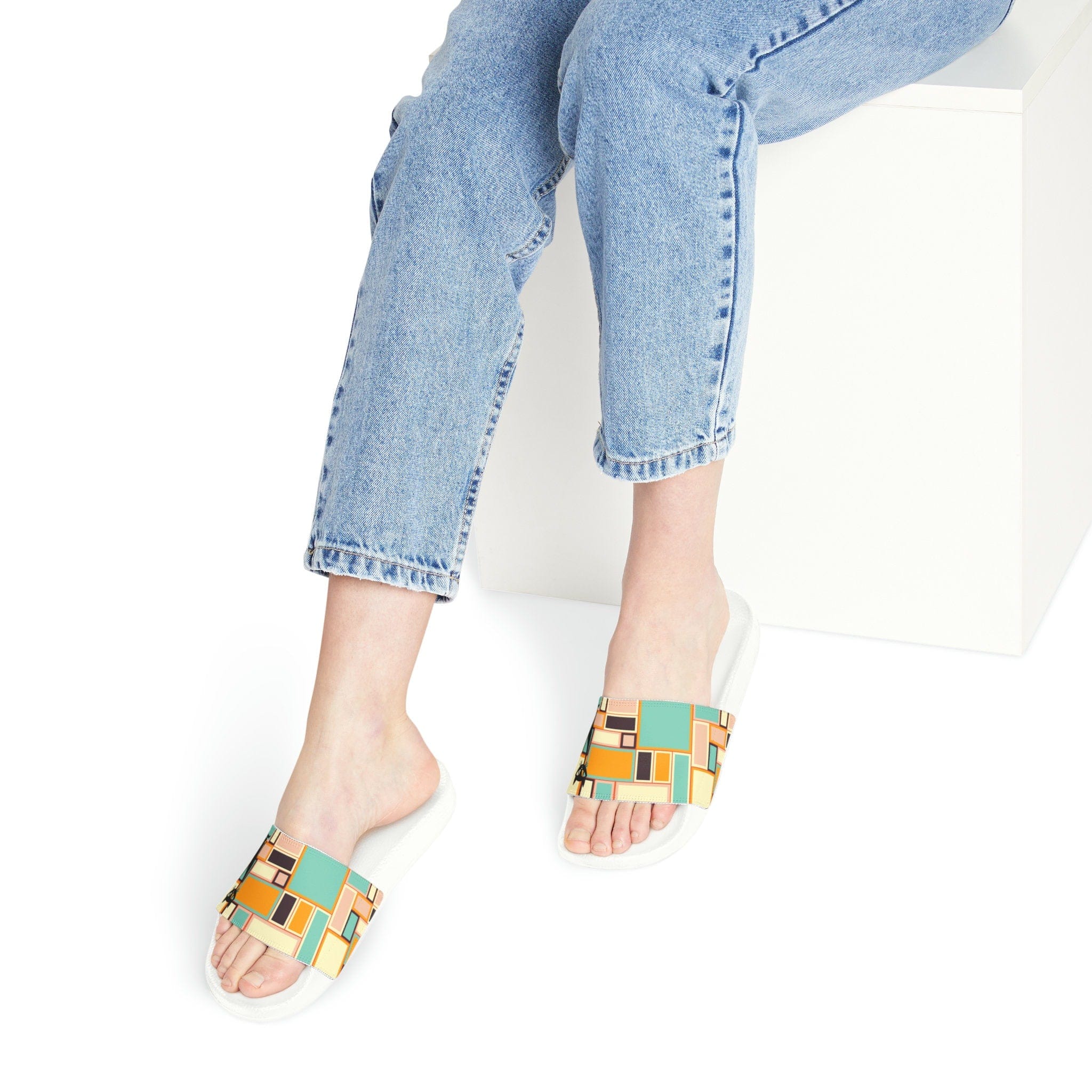 Kate McEnroe New York Atomic Cat Retro Vintage 70s Mid Mod Groovy Slides, Mid Century Modern Funky, Hippie, Psychedelic Sandal - 125781523Sandals13299183743393165592