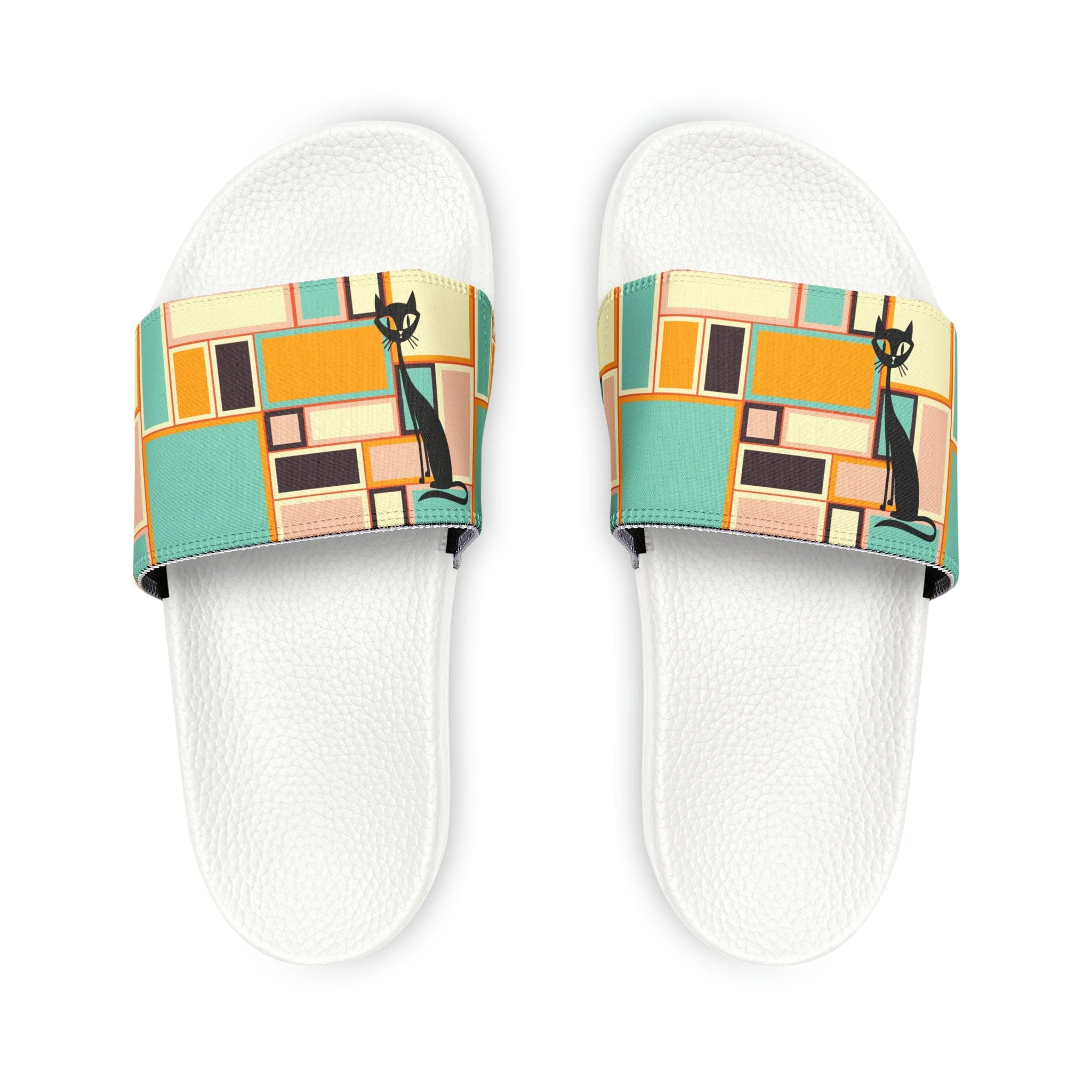 Kate McEnroe New York Atomic Cat Retro Vintage 70s Mid Mod Groovy Slides, Mid Century Modern Funky, Hippie, Psychedelic Sandal - 125781523Sandals13299183743393165592