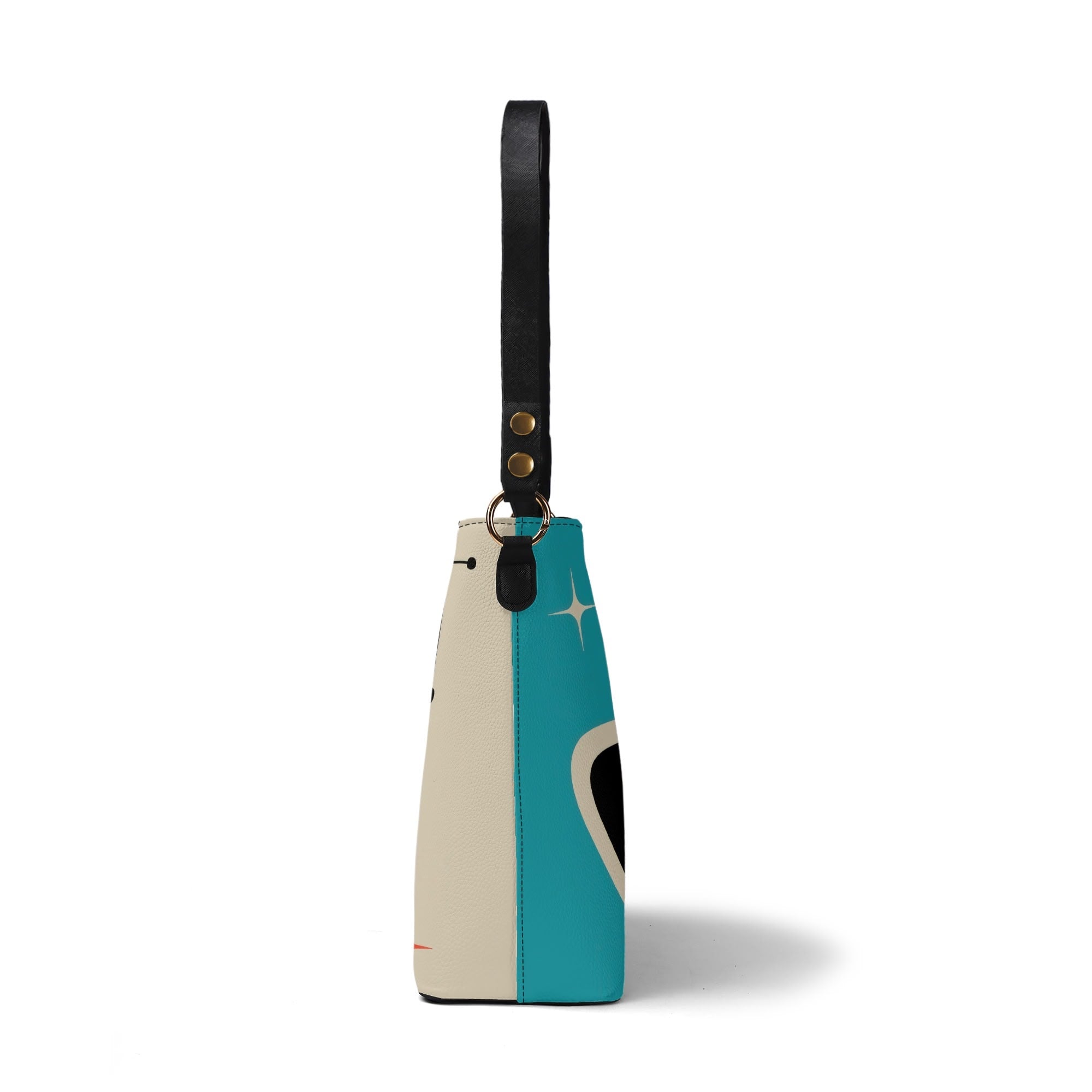 Kate McEnroe New York Atomic Cat Retro Vintage TV Bucket Handbag, Mid Century Modern Purse, MCM Kitsch Crossbody BagHandbagsW8MJ53XW - 1