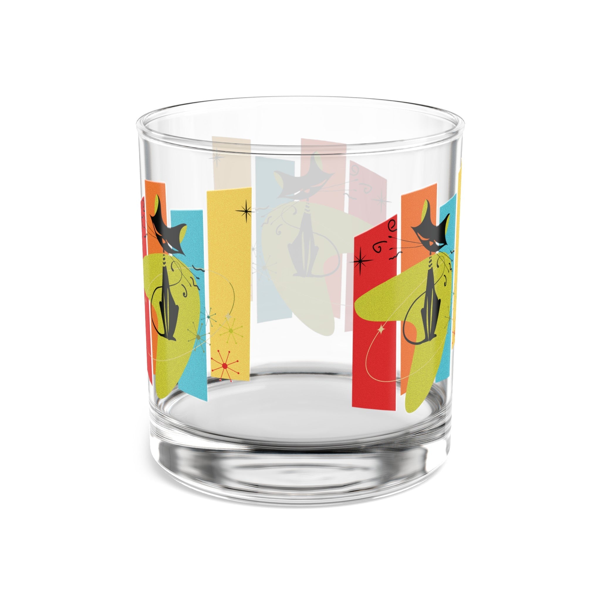 Kate McEnroe New York Atomic Cat Rocks Glass, Mid Century Modern 1950s Cocktail Glass, 10oz Retro Lowball TumblerCocktail Glasses16835227838556838375