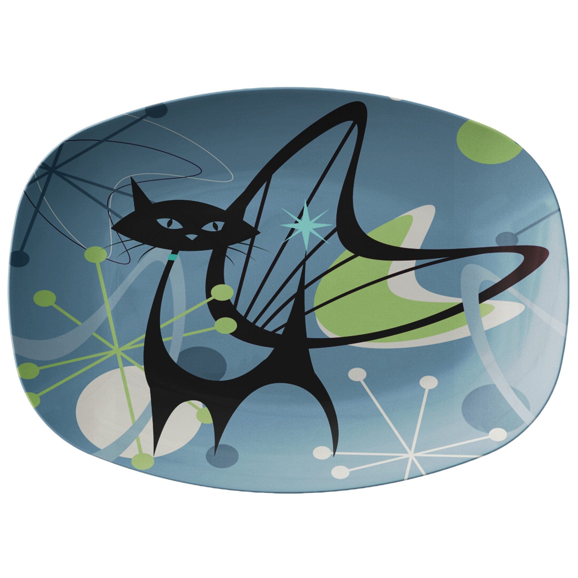 Kate McEnroe New York Atomic Cat Serving PlatterServing PlattersP21 - CAT - BLU - 25