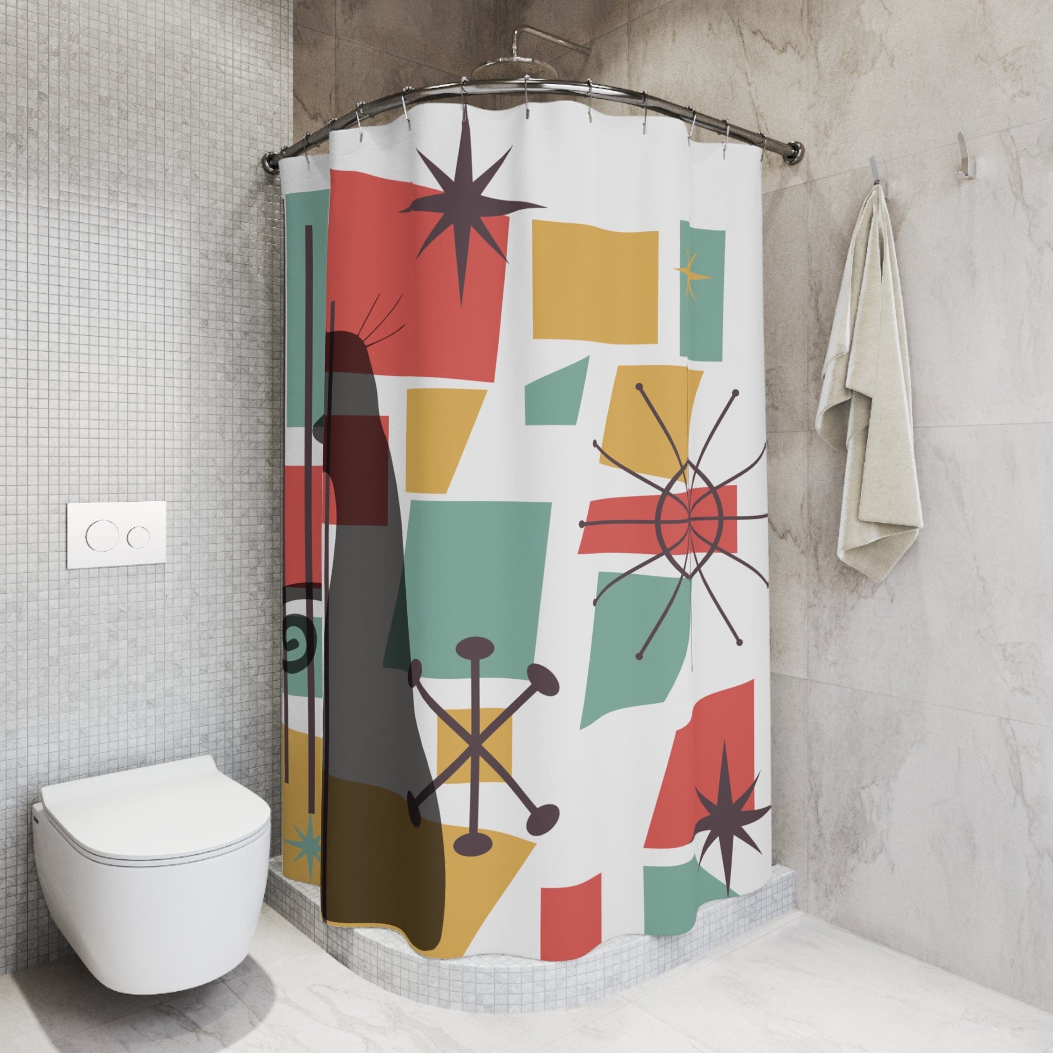 Kate McEnroe New York Atomic Cat Shower Curtain, Mid Century Modern Bathroom Decor, Retro Bath AccessoryShower Curtains59011709041030072123
