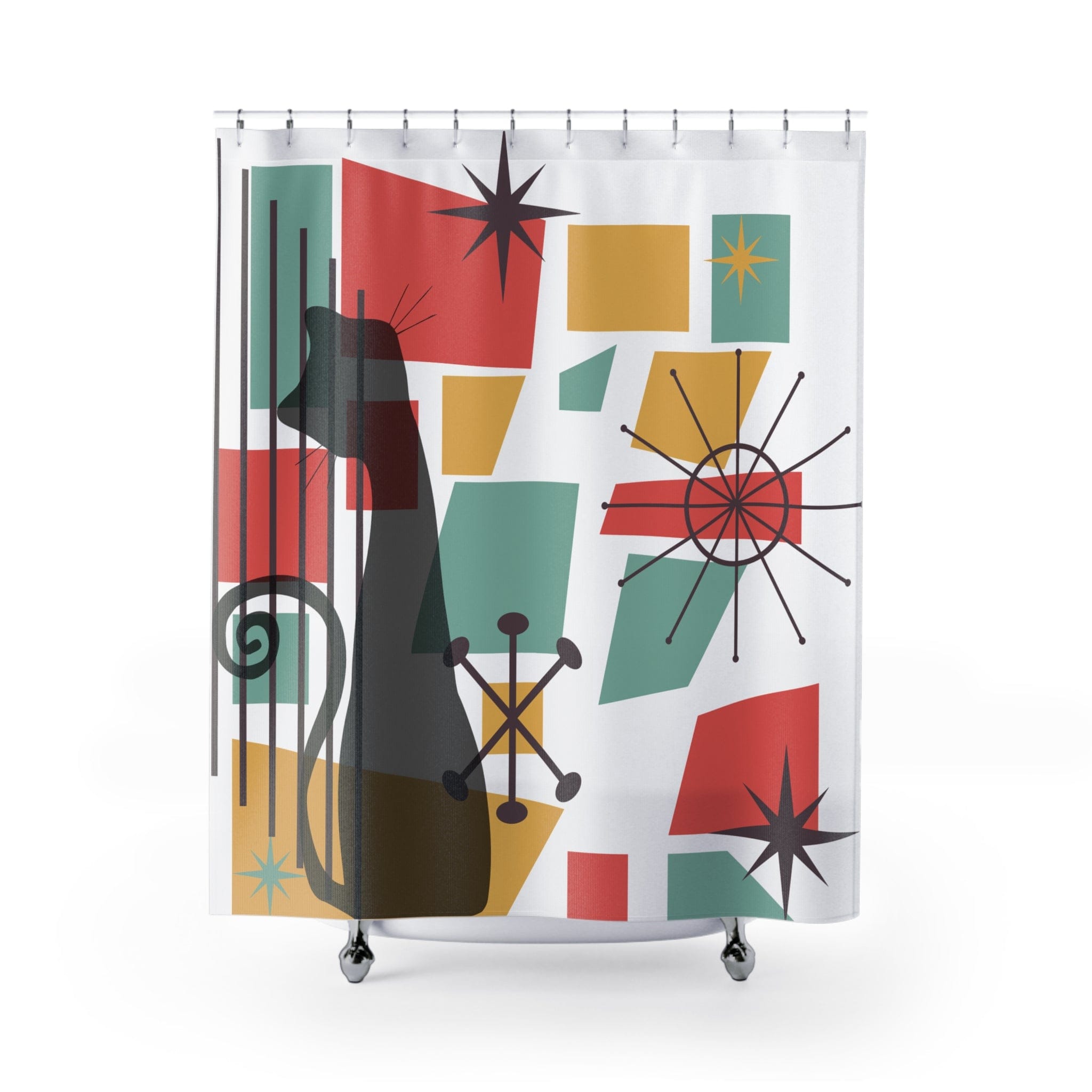 Kate McEnroe New York Atomic Cat Shower Curtain, Mid Century Modern Bathroom Decor, Retro Bath AccessoryShower Curtains59011709041030072123