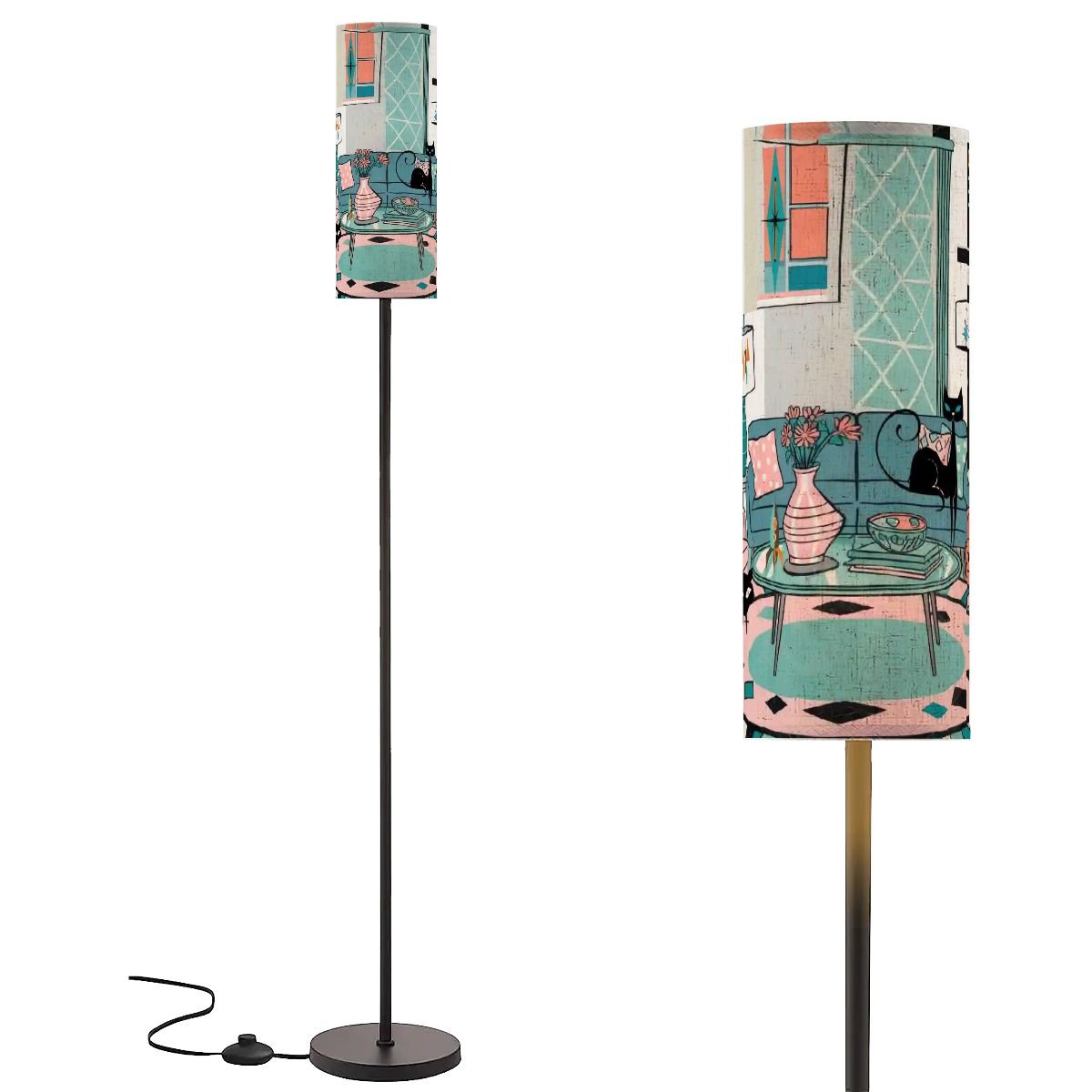 Kate McEnroe New York Atomic Cat Slim Floor Lamp, Mid Century Modern Living Room LightFloor LampsKMuxxSNI5R