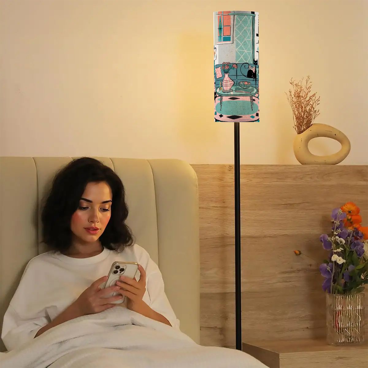 Kate McEnroe New York Atomic Cat Slim Floor Lamp, Mid Century Modern Living Room LightFloor LampsKMuxxSNI5R