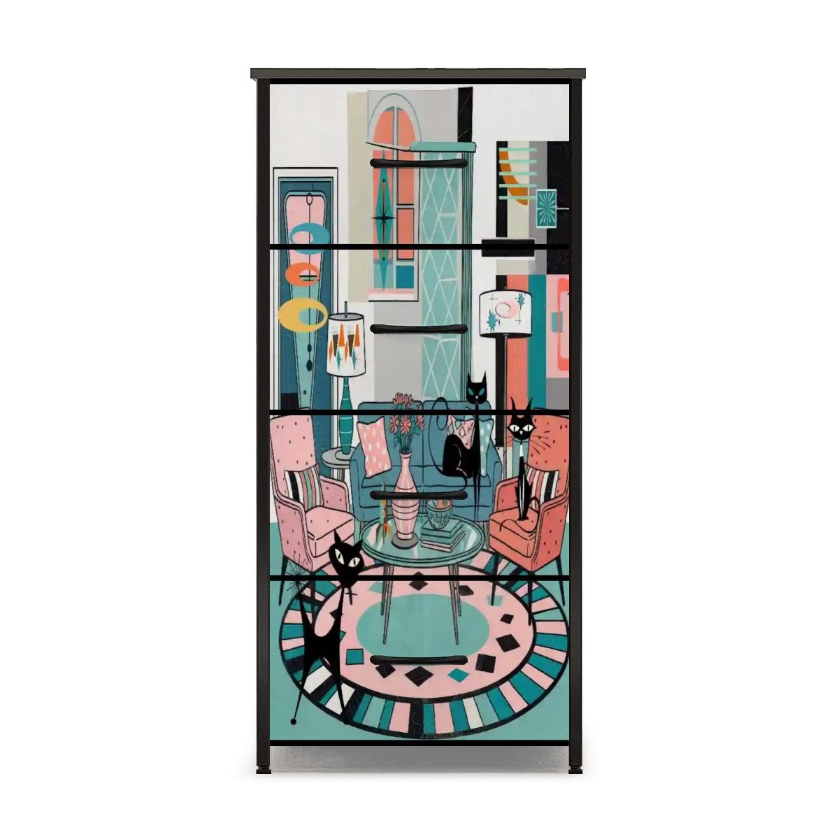 Kate McEnroe New York Atomic Cat Sputnik Lounge Dresser, Mid Century Modern 4 Drawer ChestDressersJY58UKoTQO