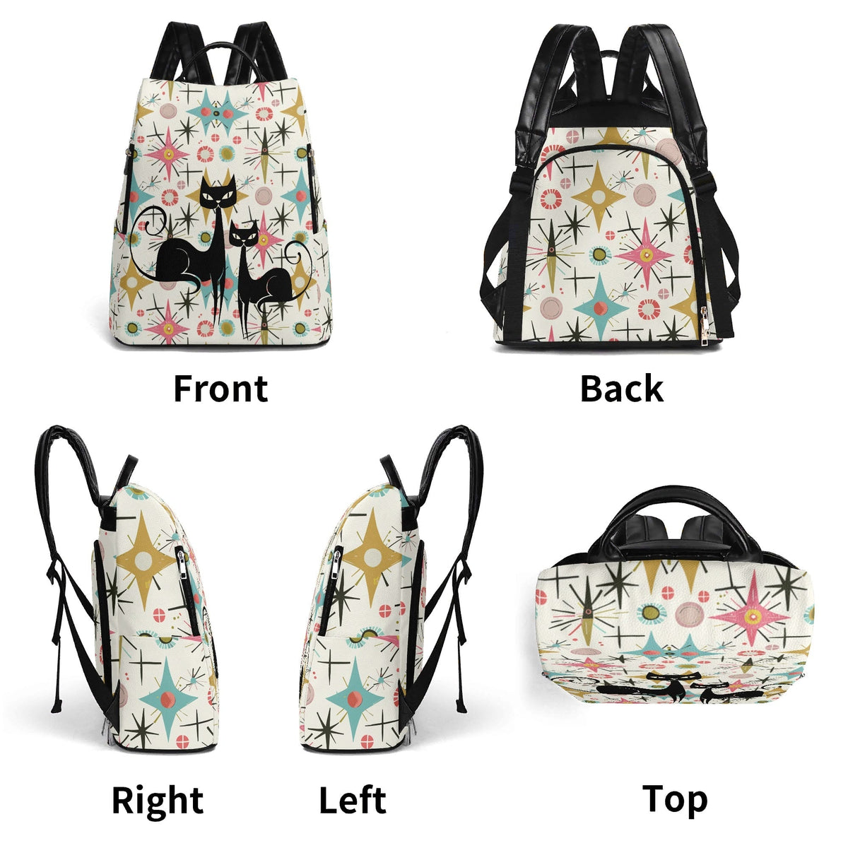 Kate McEnroe New York Atomic Cat Starburst Backpack, Mid Century Modern Retro DaypackBackpacksN7MRPQKW-1