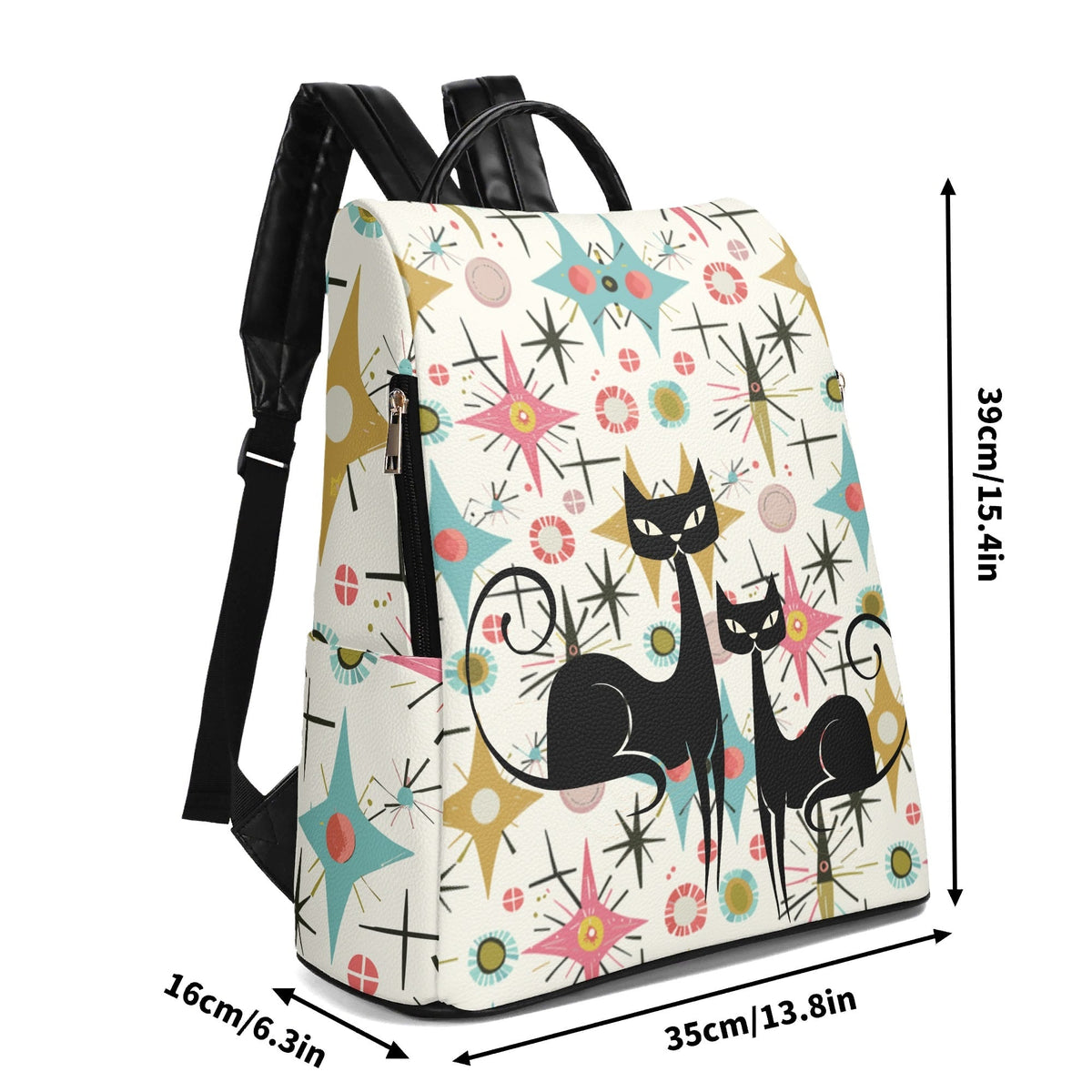 Kate McEnroe New York Atomic Cat Starburst Backpack, Mid Century Modern Retro DaypackBackpacksN7MRPQKW-1