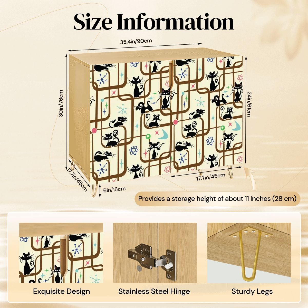 Kate McEnroe New York Atomic Cat Starburst Geometric 1950s Space Age Retro Storage CabinetStorage CabinetsFOLl6tkcP5