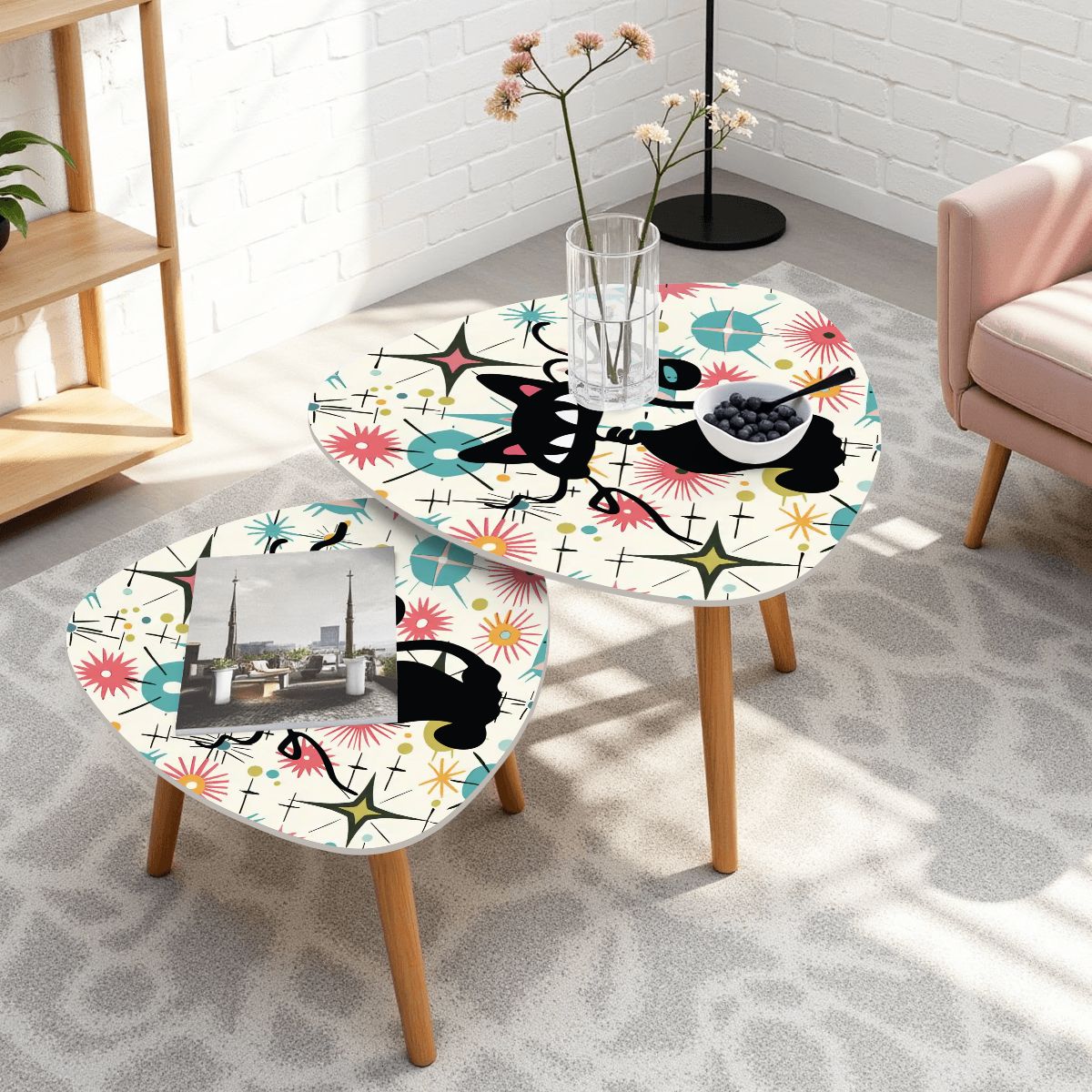Kate McEnroe New York Atomic Cat Starburst Mid Century Modern Nesting Tables Set of 2Nesting Tables7bCy6naNKz