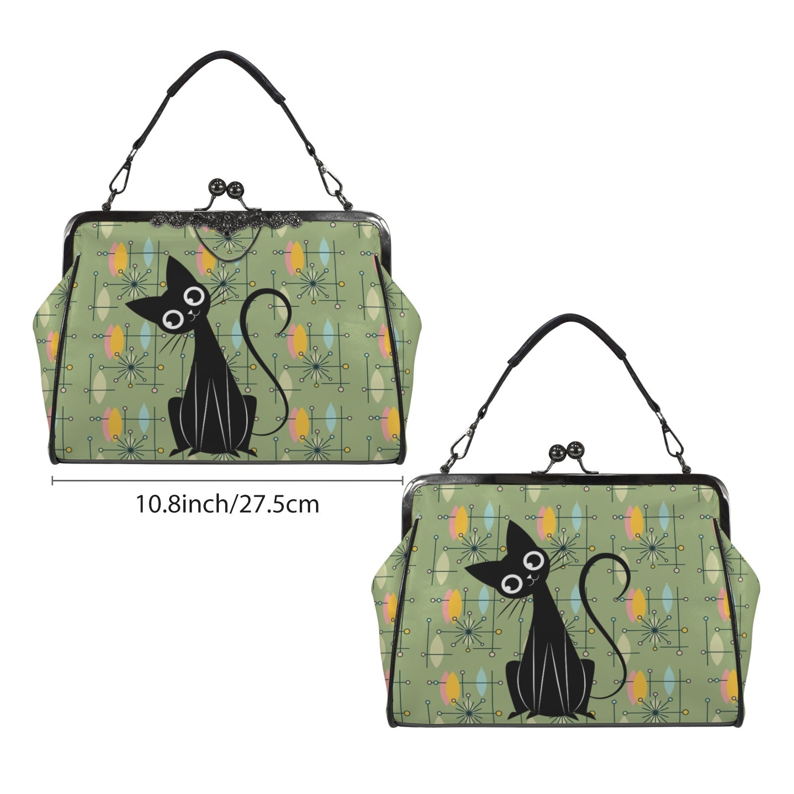 Kate McEnroe New York Atomic Cat Starburst Mid Century Modern Retro Kisslock Frame PurseCrossbody BagsD3283676