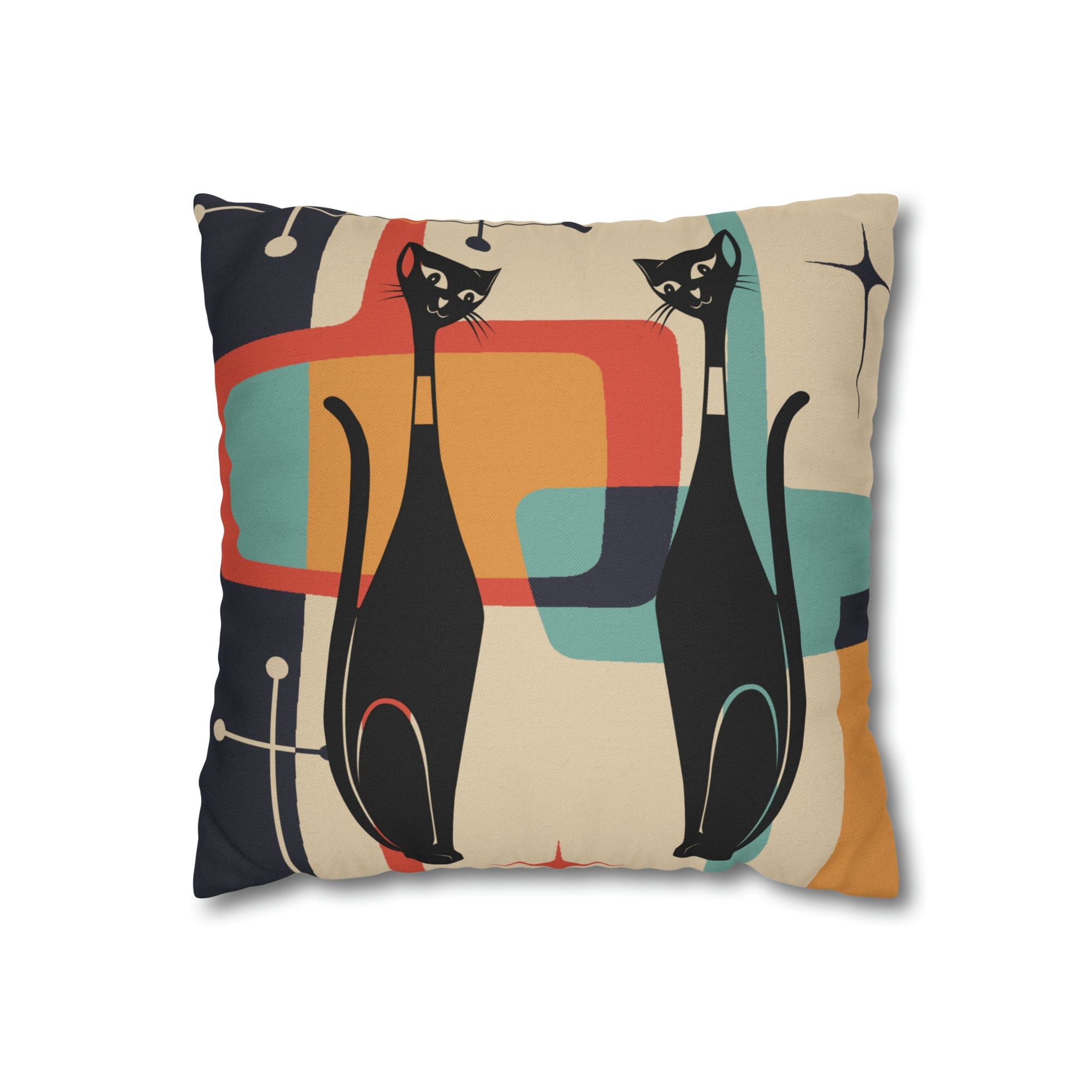 Kate McEnroe New York Atomic Cat Throw Pillow Cover, Mid Century Modern Geometric Teal, Mustard Yellow, Cream, Charcoal Pillowcase, MCM Starburst Cushion Cover, Cat Lovers GiftThrow Pillow Covers25473410852455557334