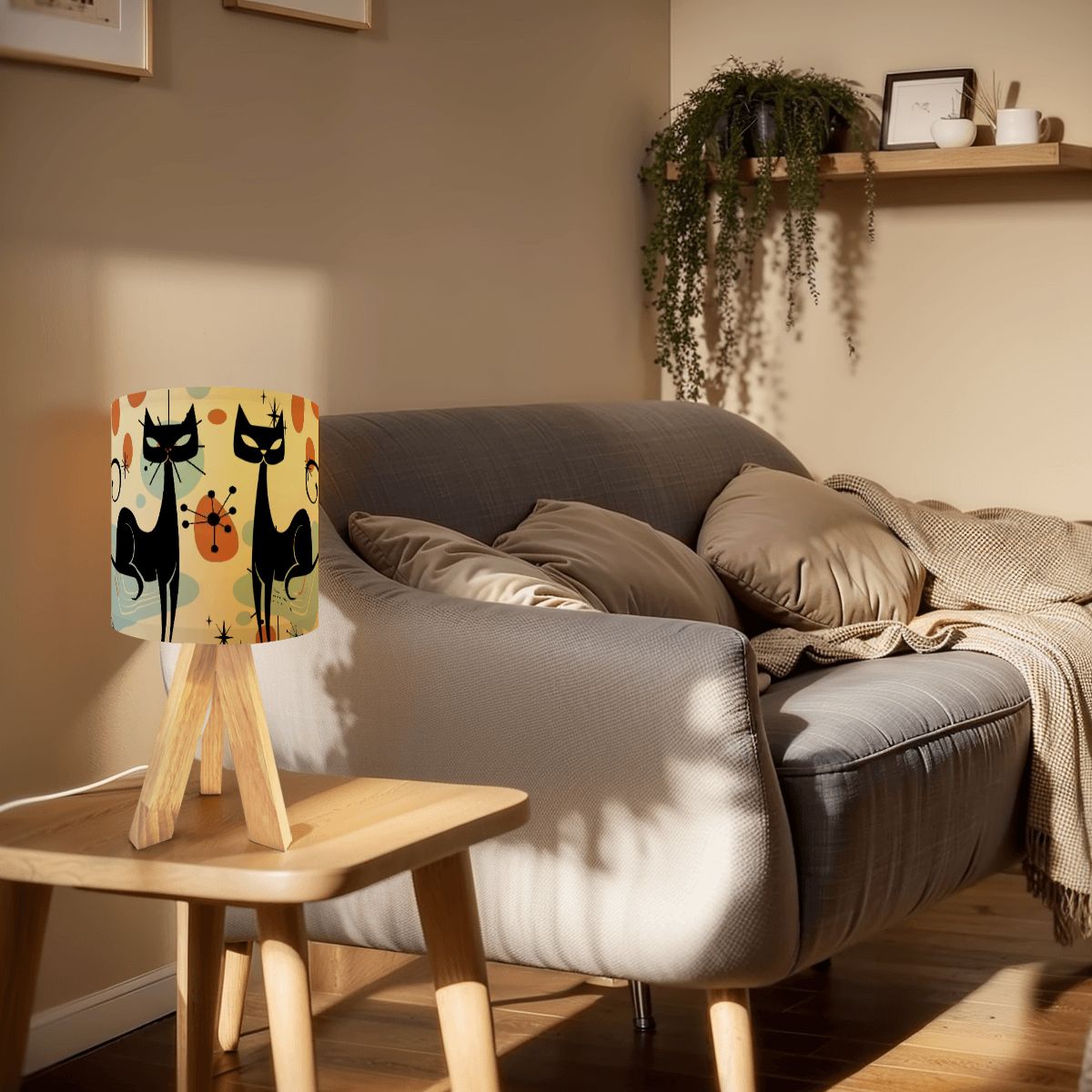 Kate McEnroe New York Atomic Cat Tripod Table Lamp Mid Century Modern Retro Desk LightTable LampsMxuP0mNVfe