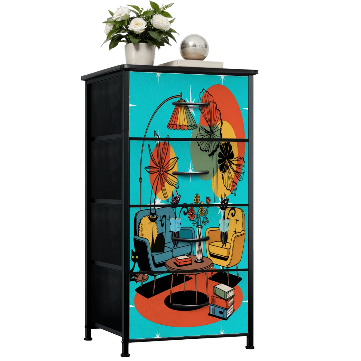 Kate McEnroe New York Atomic Cats Lounge Dresser, Mid Century Modern Reading Nook Retro ChestDressersgcN6hT2JBr