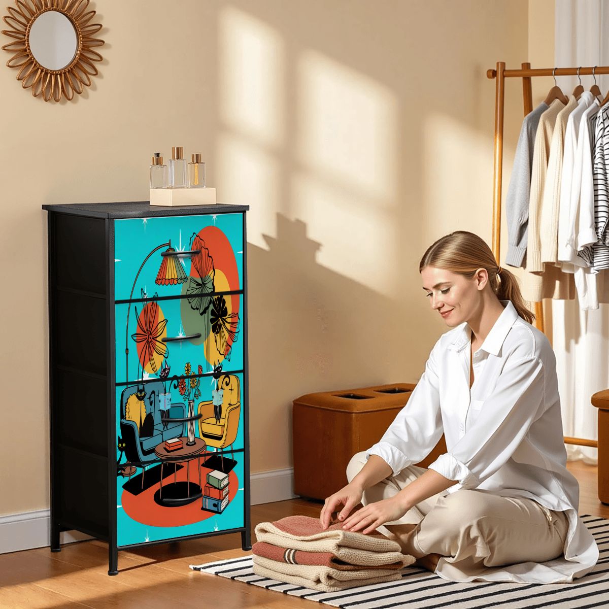 Kate McEnroe New York Atomic Cats Lounge Dresser, Mid Century Modern Reading Nook Retro ChestDressersgcN6hT2JBr