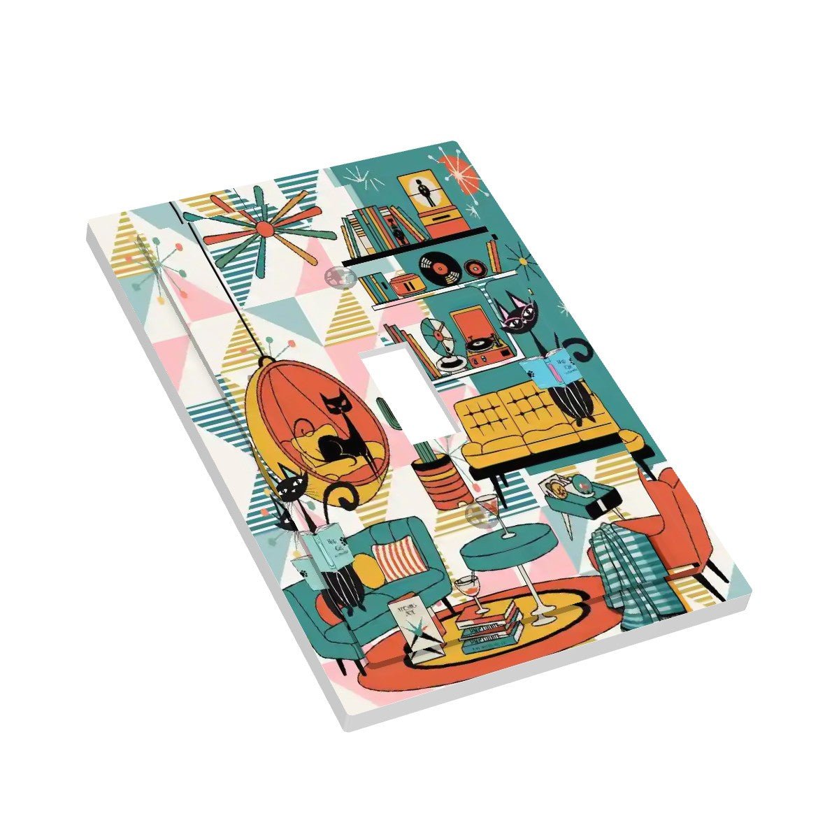 Kate McEnroe New York Atomic Cats Reading Lounge Retro Sputnik Starburst Switch PlateSwitch PlatesY3uOvx1wEk