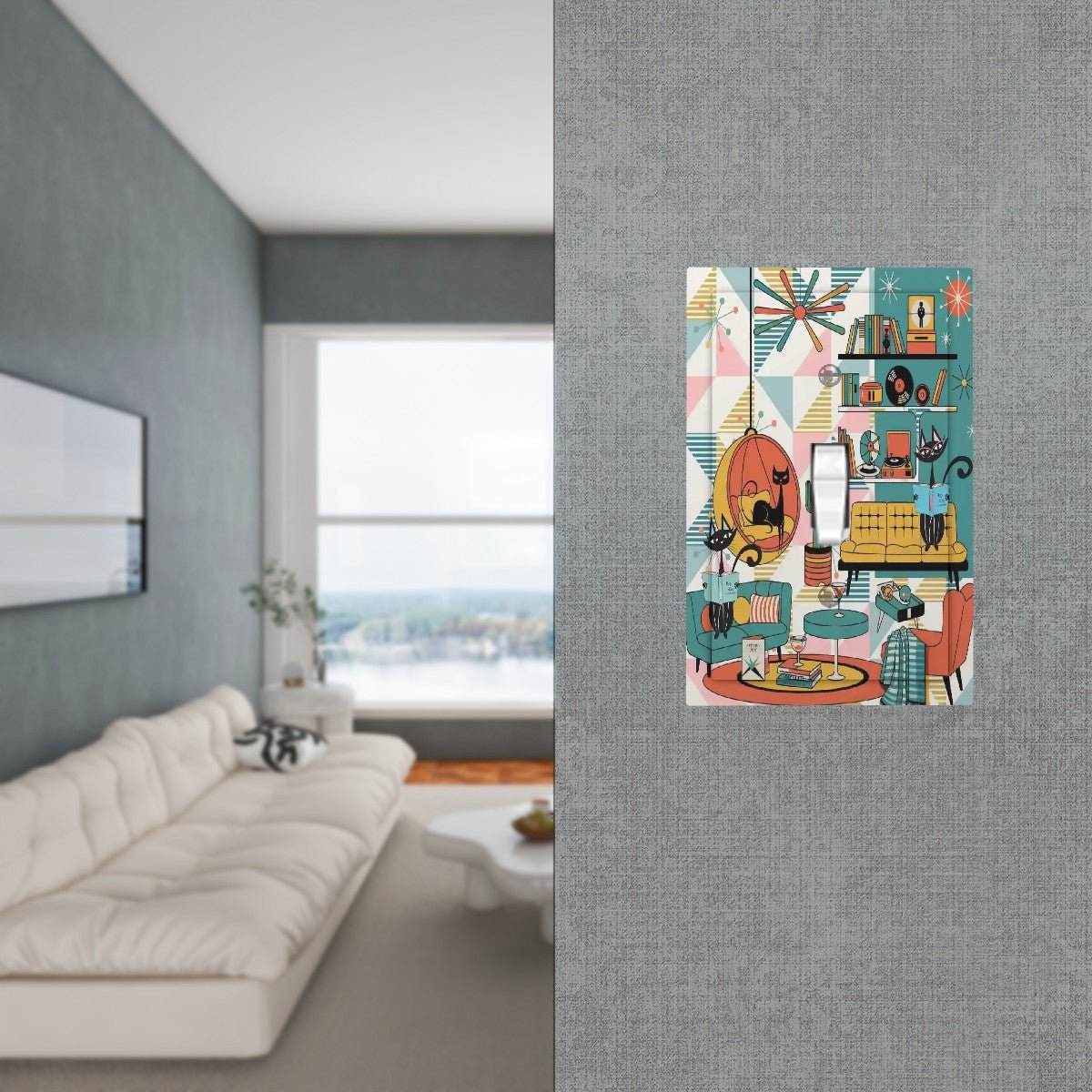 Kate McEnroe New York Atomic Cats Reading Lounge Retro Sputnik Starburst Switch PlateSwitch PlatesY3uOvx1wEk