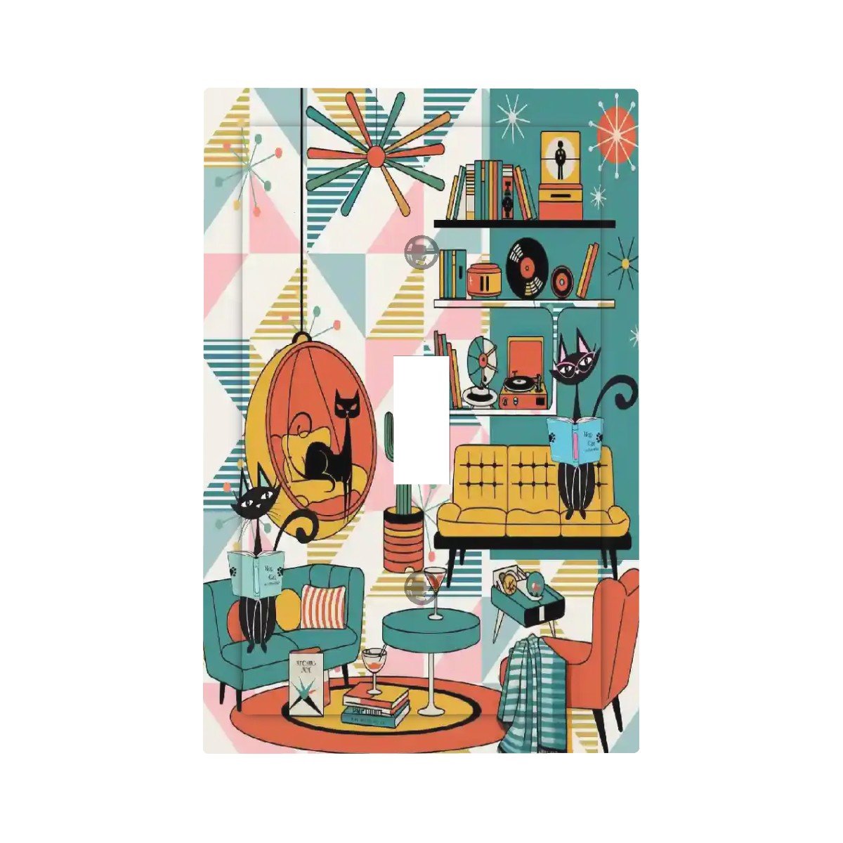 Kate McEnroe New York Atomic Cats Reading Lounge Retro Sputnik Starburst Switch PlateSwitch PlatesY3uOvx1wEk