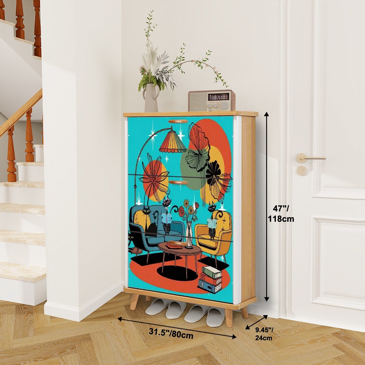 Kate McEnroe New York Atomic Cats Reading Nook Shoe Cabinet, MCM Retro Lounge Storage AccentShoe Storage6B8GfOlV82