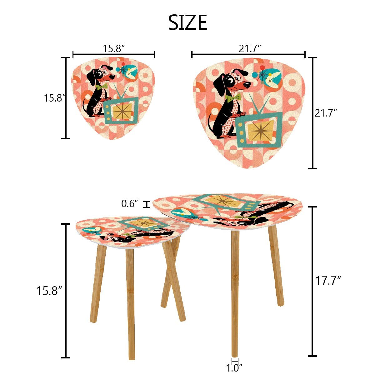 Kate McEnroe New York Atomic Dachshund Dog Nesting Tables, Mid Century Modern Retro DecorNesting TablesD7yZvgGpTj