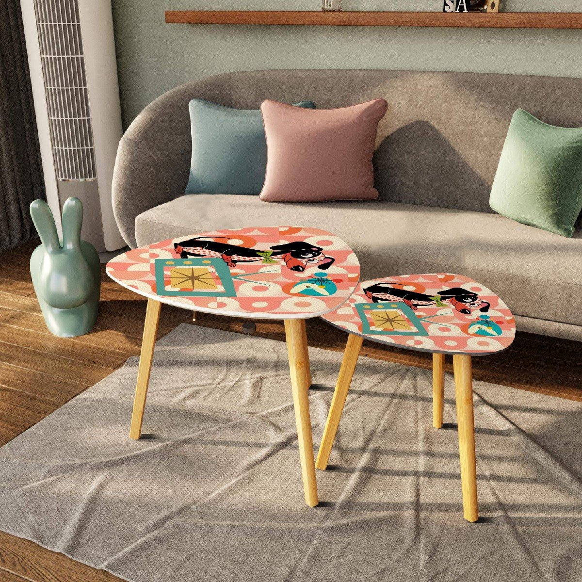 Kate McEnroe New York Atomic Dachshund Dog Nesting Tables, Mid Century Modern Retro DecorNesting TablesD7yZvgGpTj