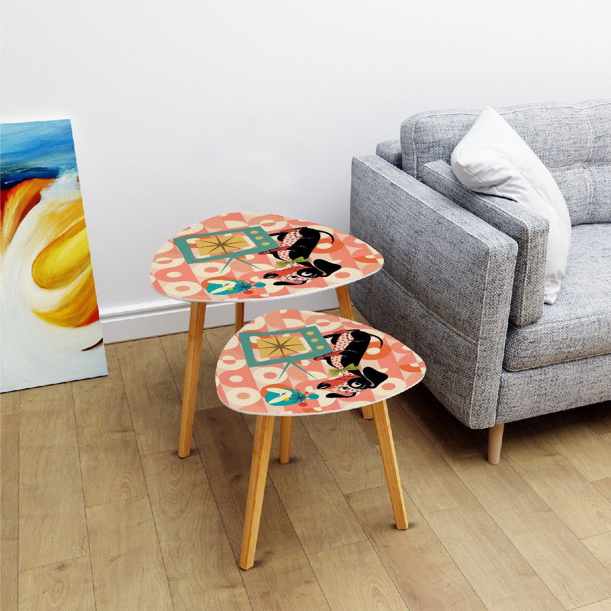 Kate McEnroe New York Atomic Dachshund Dog Nesting Tables, Mid Century Modern Retro DecorNesting TablesD7yZvgGpTj