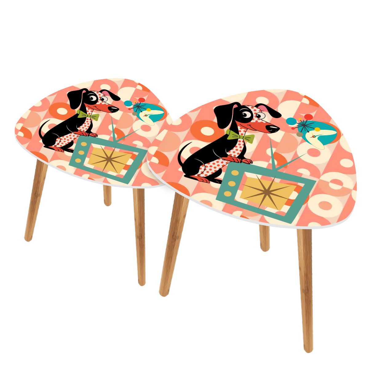 Kate McEnroe New York Atomic Dachshund Dog Nesting Tables, Mid Century Modern Retro DecorNesting TablesD7yZvgGpTj