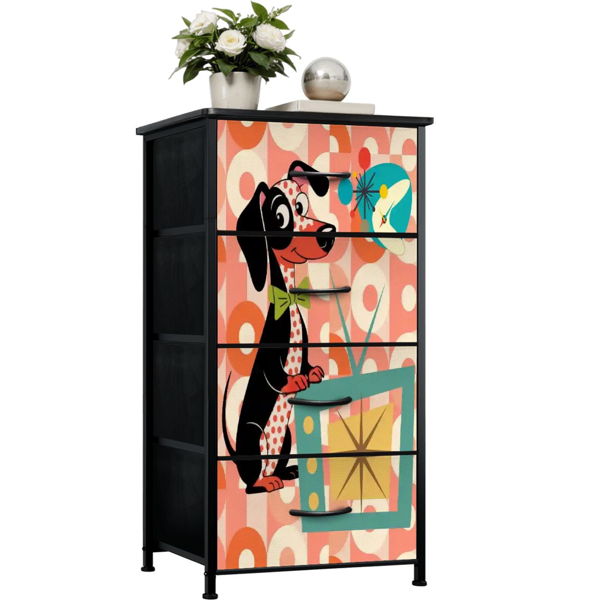 Kate McEnroe New York Atomic Dachshund Doxie Dog Dresser, Mid Century Modern Retro TV ChestDressers6pZNDFq4Wv