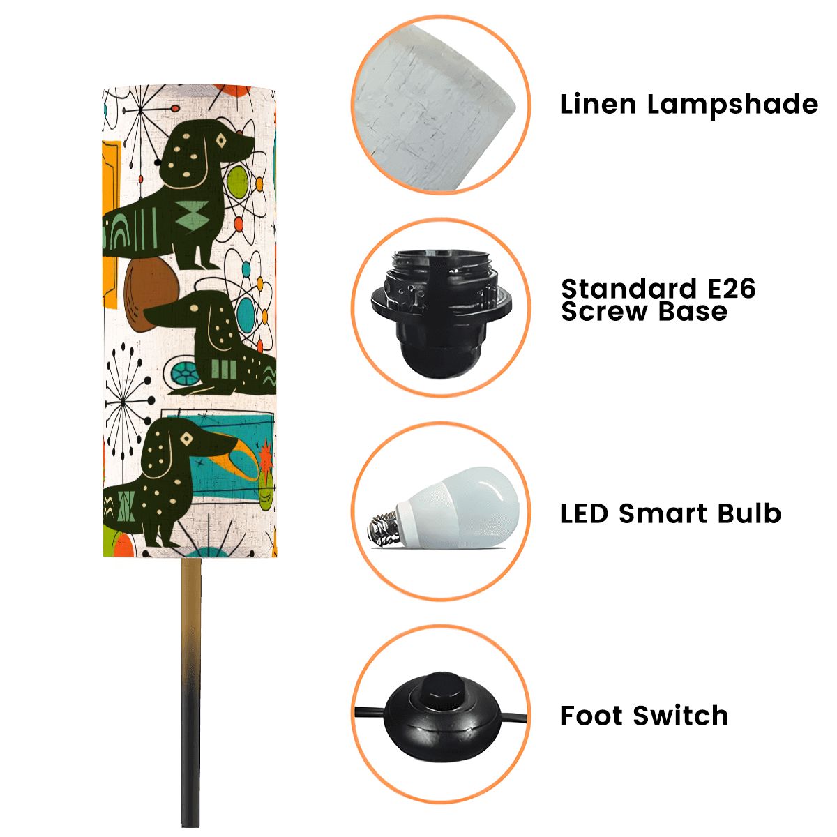 Kate McEnroe New York Atomic Dachshund MCM Tall Floor Lamp, Retro 1950s Space Age LightingFloor LampsUyPEHhSk4e