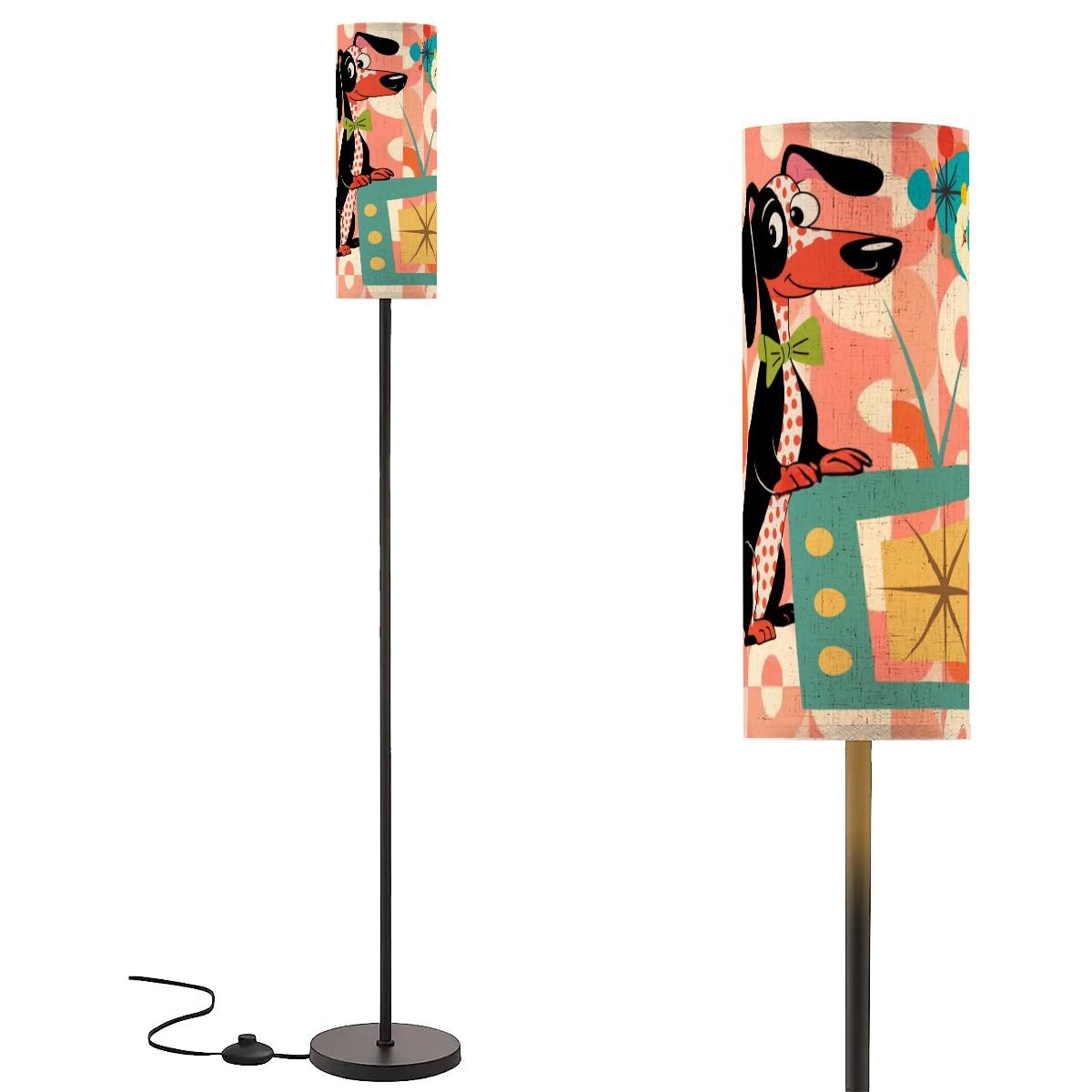 Kate McEnroe New York Atomic Doxie Dog Mid Century Modern Slim Floor Lamp, Retro Kitsch LightingSlim Floor LampswIHohxU69B