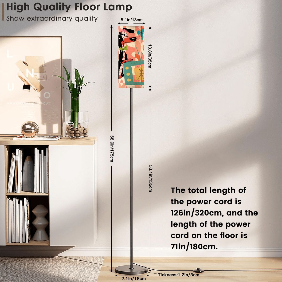 Kate McEnroe New York Atomic Doxie Dog Mid Century Modern Slim Floor Lamp, Retro Kitsch LightingSlim Floor LampswIHohxU69B
