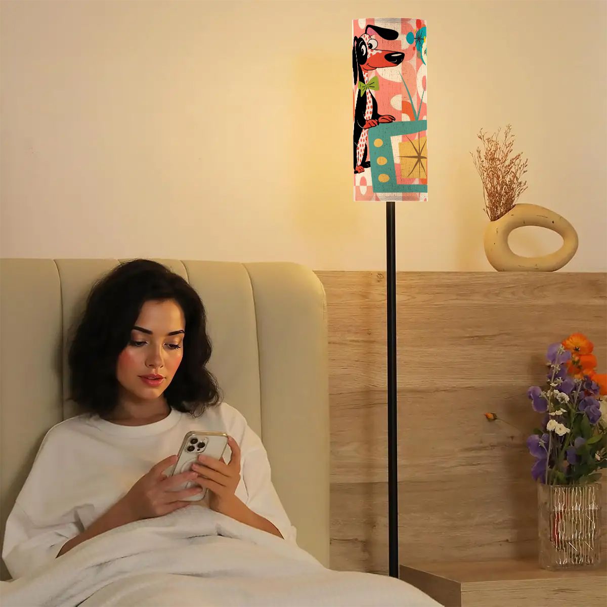 Kate McEnroe New York Atomic Doxie Dog Mid Century Modern Slim Floor Lamp, Retro Kitsch LightingSlim Floor LampswIHohxU69B