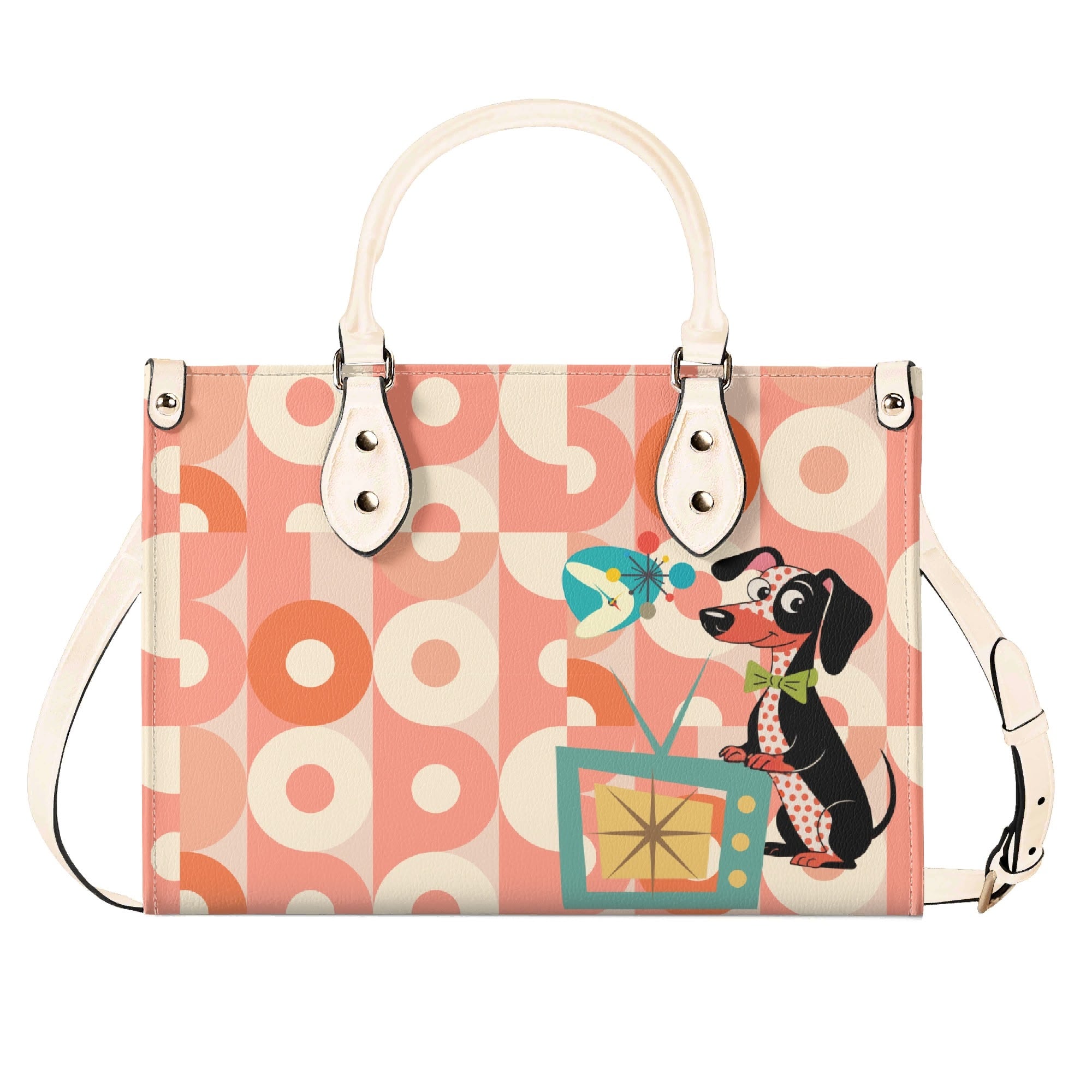 Kate McEnroe New York Atomic Doxie Dog, Retro Dachshund Handbag, Mid Century Modern 50s Kitsch Dog SatchelHandbagsNM6VLM6W - 1