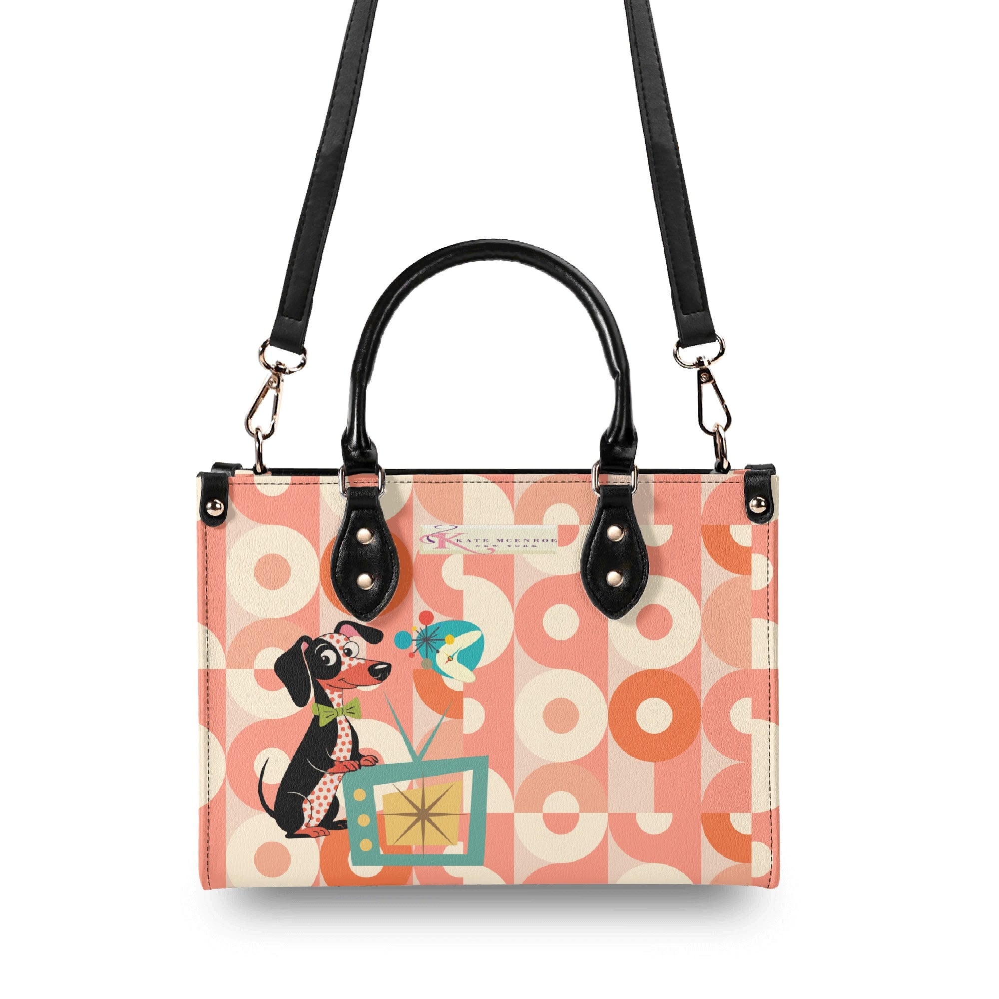 Kate McEnroe New York Atomic Doxie Dog, Retro Dachshund Handbag, Mid Century Modern 50s Kitsch Dog SatchelHandbagsNM6VLM6W - 1