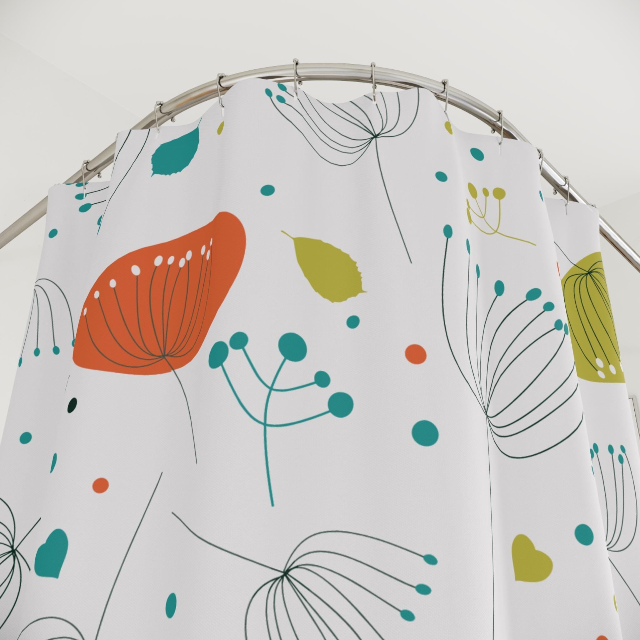 Kate McEnroe New York Atomic Floral Mid Century Modern Shower Curtain, Retro Geometric Bathroom DecorShower Curtains12877498985345557482