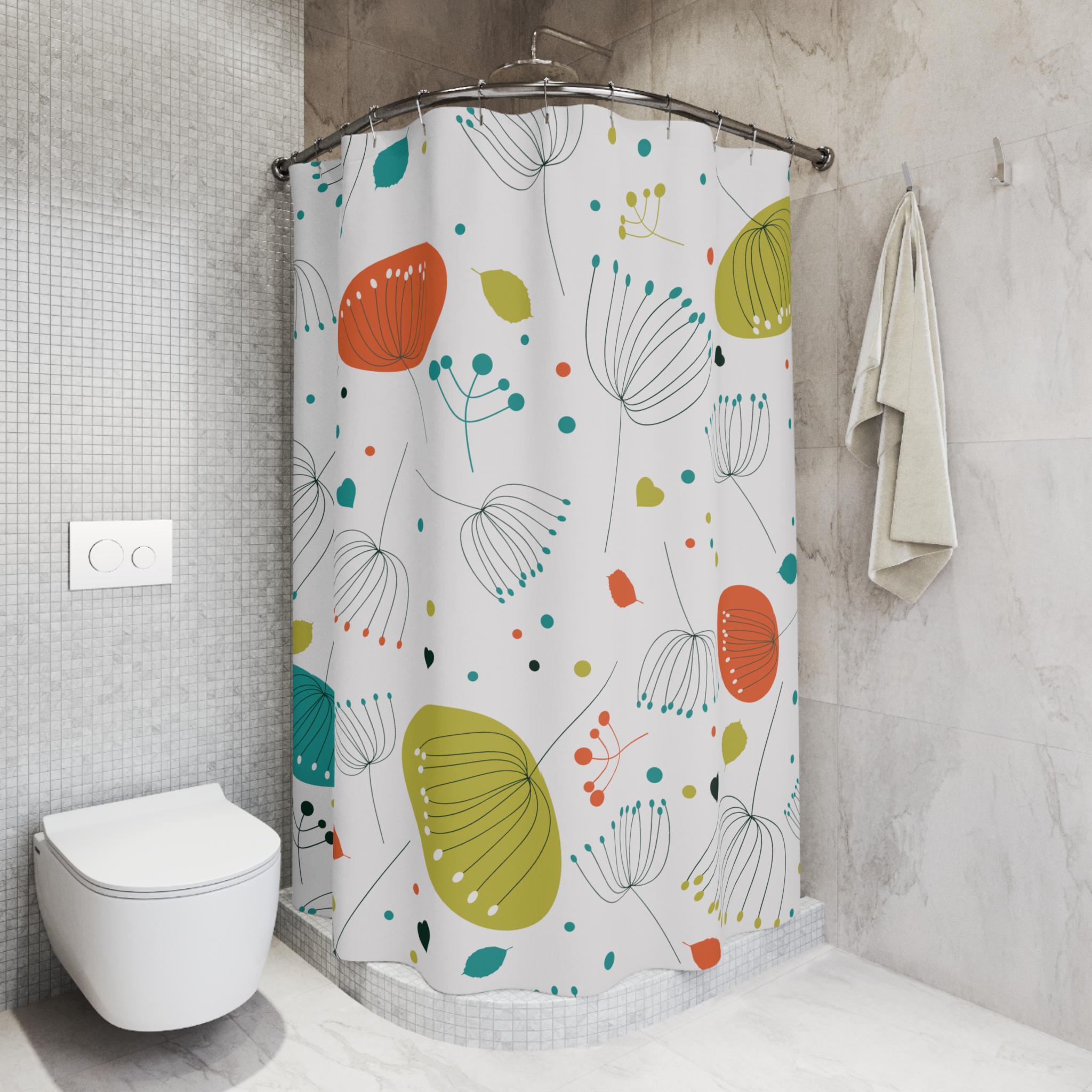 Kate McEnroe New York Atomic Floral Mid Century Modern Shower Curtain, Retro Geometric Bathroom DecorShower Curtains12877498985345557482