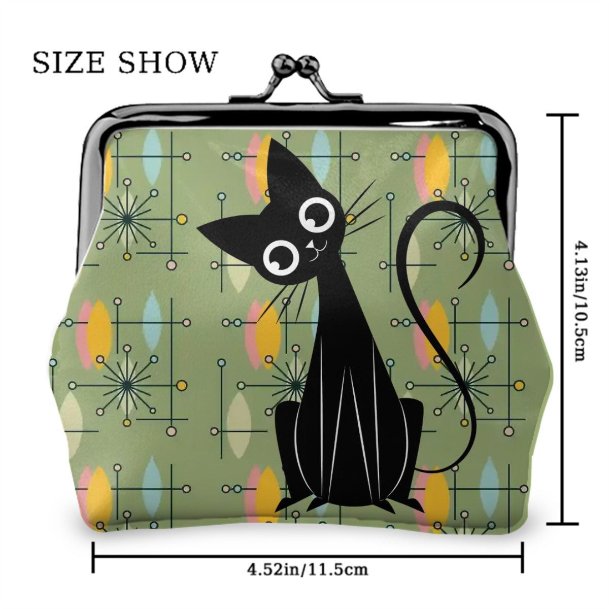 Kate McEnroe New York Atomic Kitsch Cat Kiss Lock Coin Purse, Retro Mid Century Modern StarburstCoin Purses4mXnDQxANa