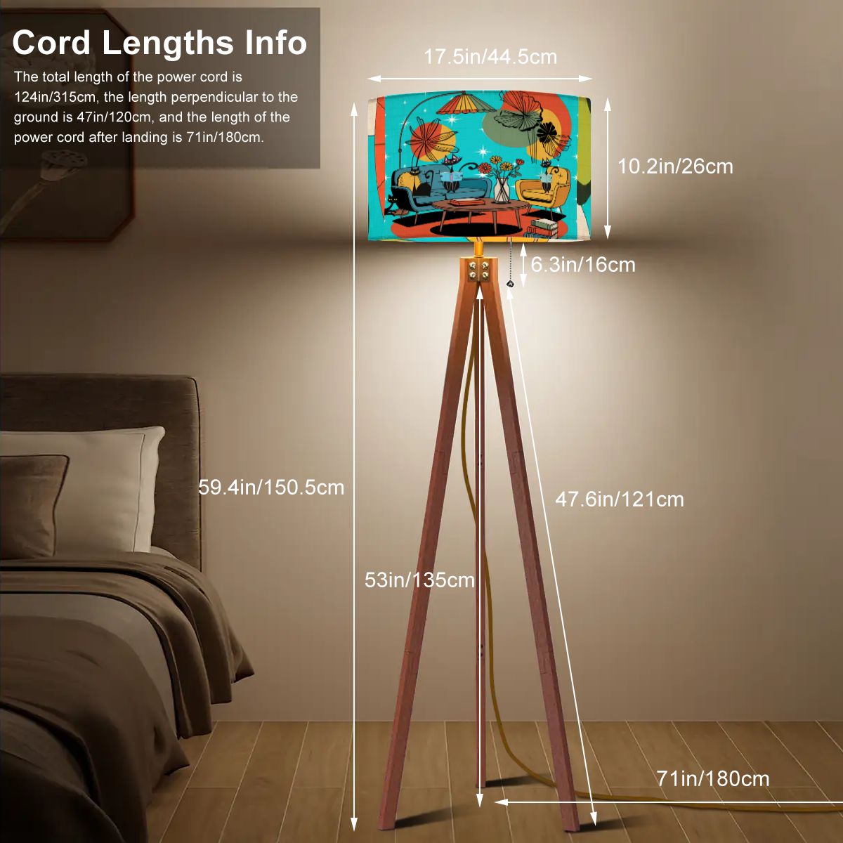 Kate McEnroe New York Atomic Kitsch Cat Lounge, Retro Mid Century Modern, Book Lovers, MCM Starburst Tripod Floor LampFloor LampsYO1a6wIVTl