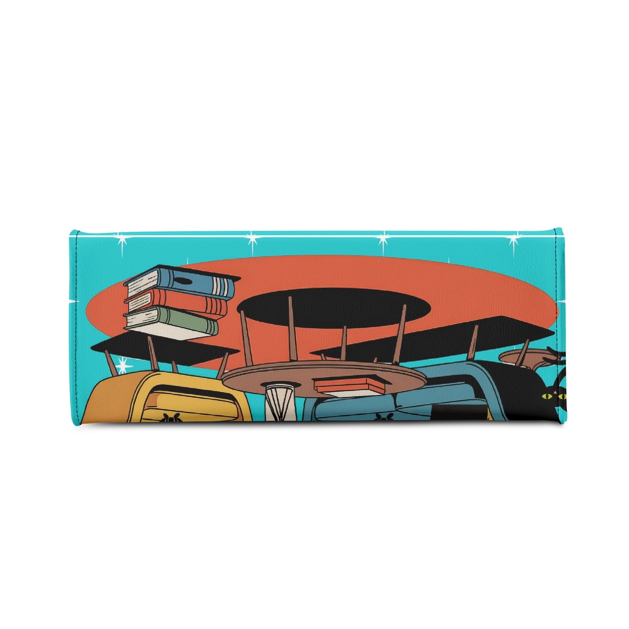 Kate McEnroe New York Atomic Kitsch Cat Lounge Satchel, Retro Mid Century Modern Purse, MCM Bookish Mod Bag, 50s Starburst HandbagHandbagsNVO31DMY - 1