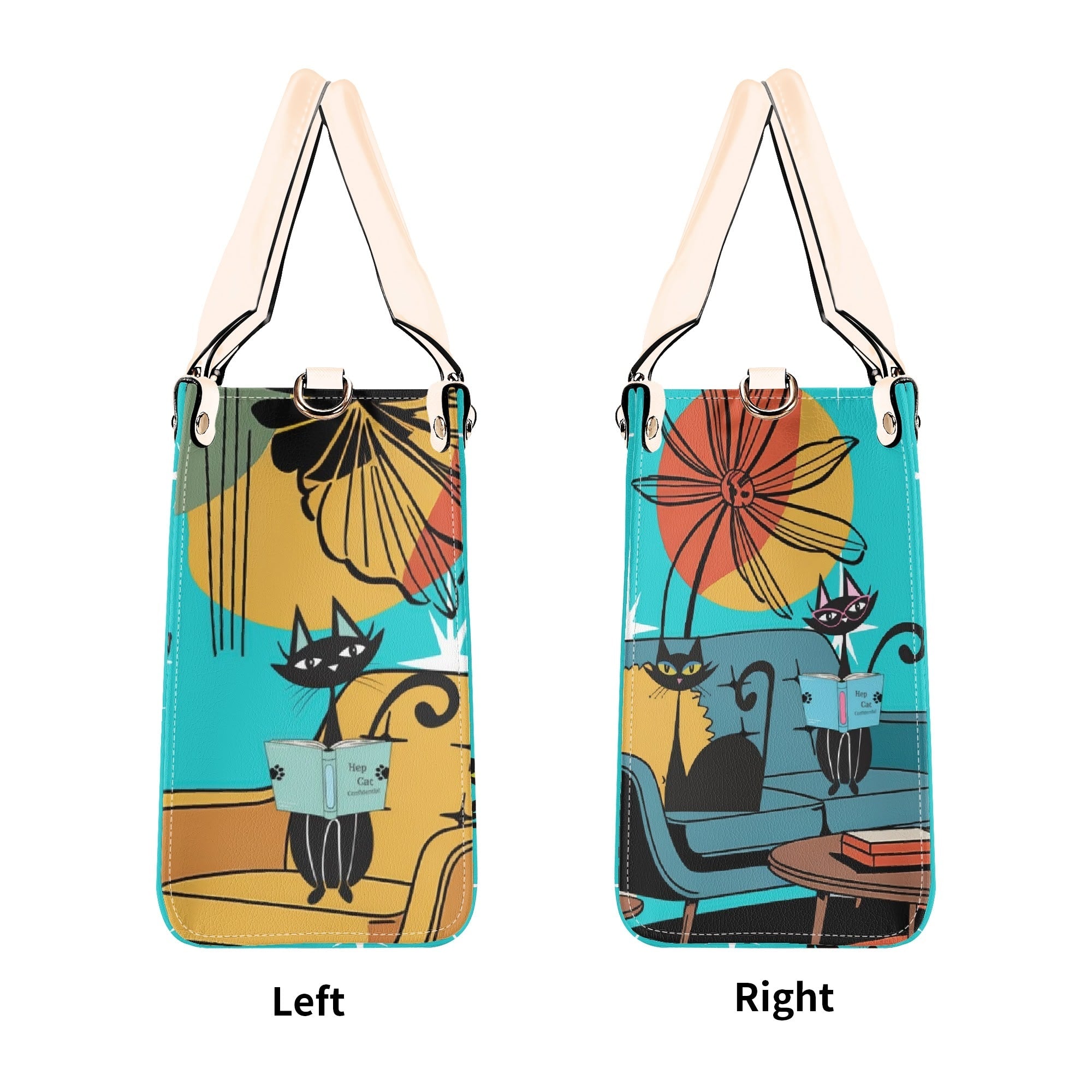 Kate McEnroe New York Atomic Kitsch Cat Lounge Satchel, Retro Mid Century Modern Purse, MCM Bookish Mod Bag, 50s Starburst HandbagHandbagsNVO31DMY - 1